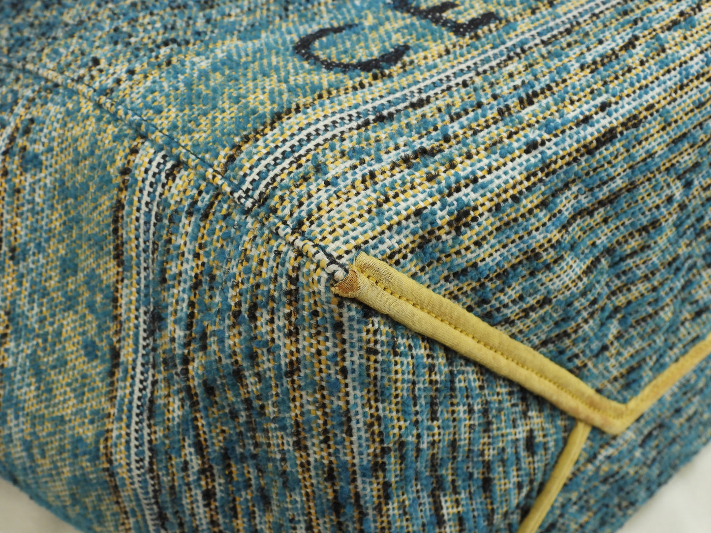 セリーヌ カバファントムミディアム ツイード 青黄白黒 トートバッグ ショッピングバッグ 美品@W-CU-2197