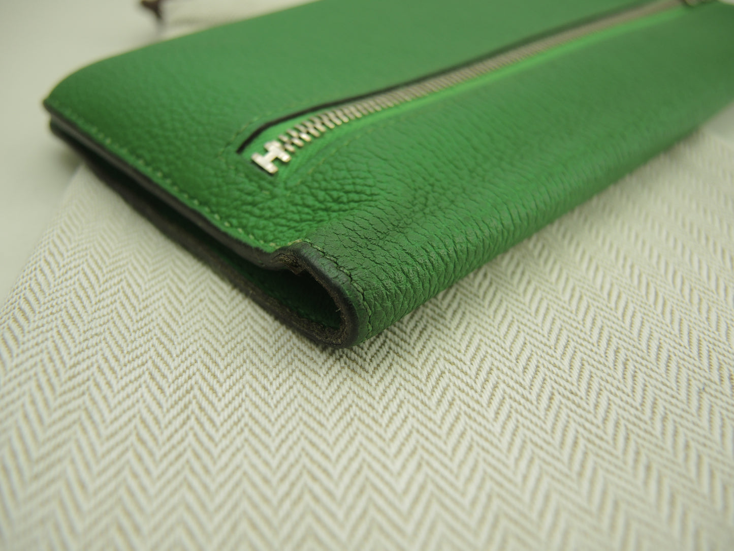 エルメス ドゴンロング トゴ バンブー シルバー金具 2折長財布@□R 10