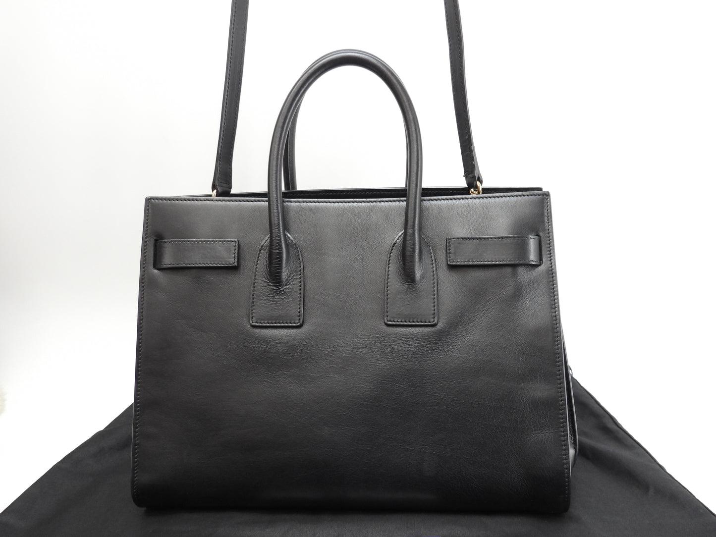 サンローラン サックドジュール スムースレザー 黒 トートバッグ ハンドバッグ YSL 美品@VLR324823-1013 2