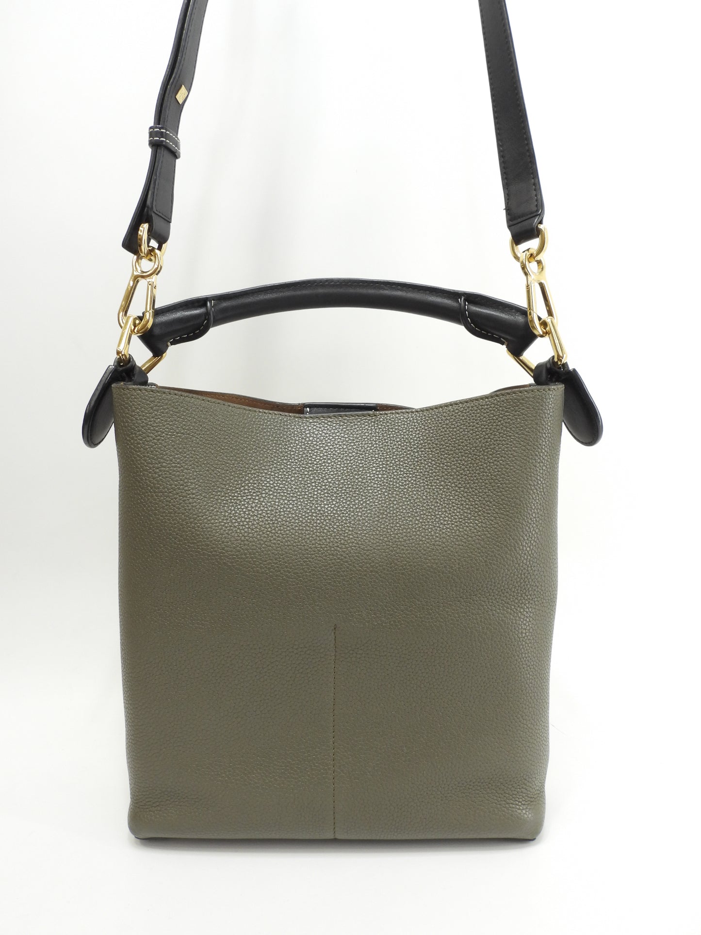 ロエベ Tバケット スモール レザー灰黒緑 2wayハンドバッグ ポシェット クロスボディ@261821