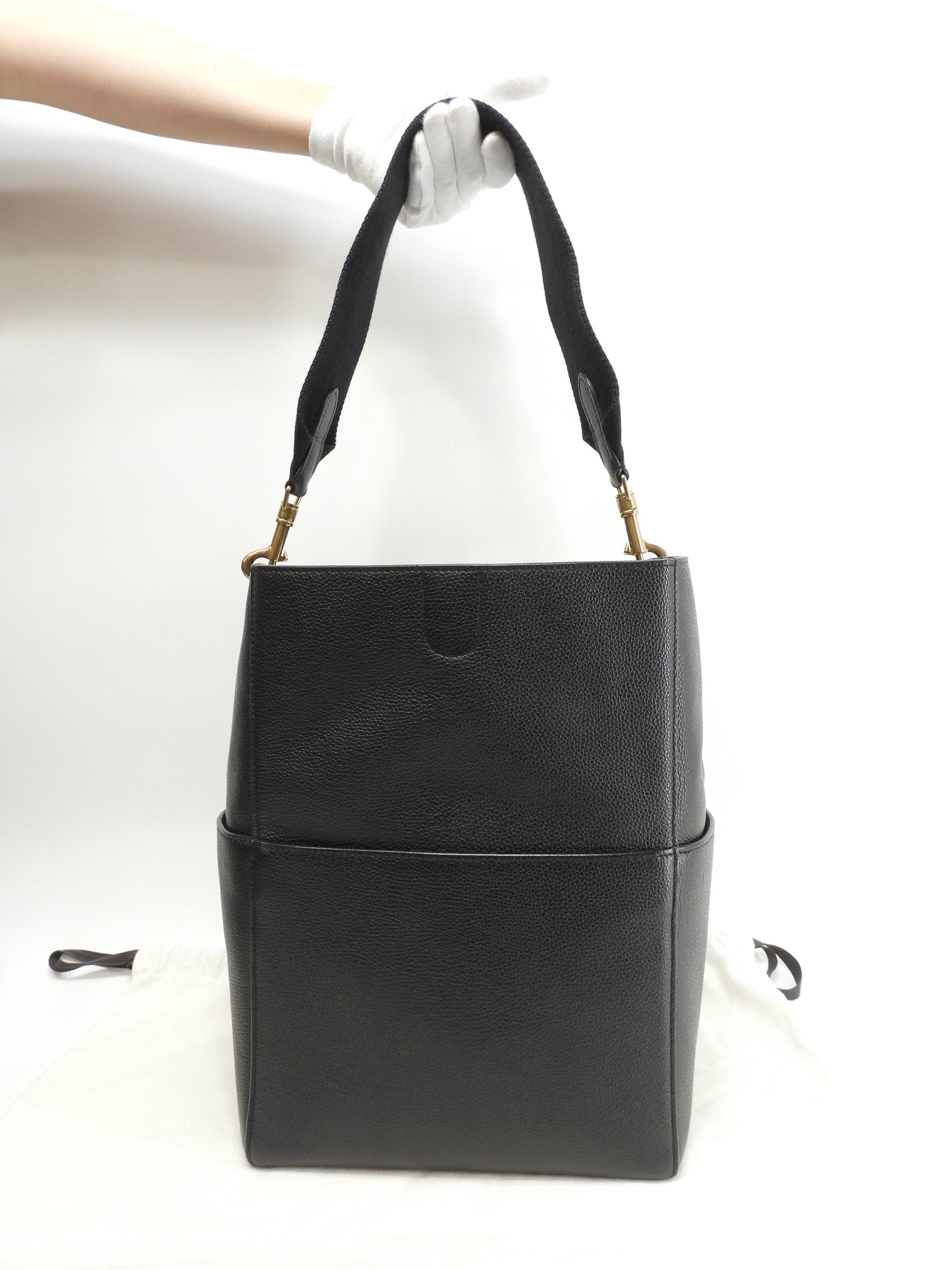 セリーヌ サングルバケット トゴレザー 黒 ホーボーバッグ セミショルダーバッグ 美品@ 11