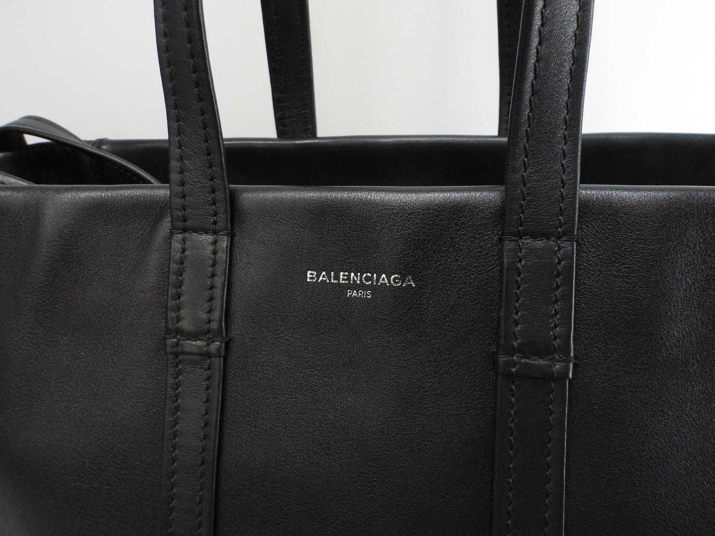 Balenciaga Large Tote Bag, Laundry Cover S, Black Leather, Men's Handbag @ 1