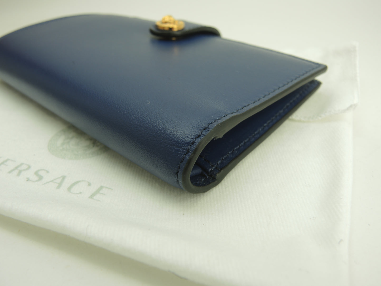 ヴェルサーチ コンパクトウォレット メデューサ レザー青 2折財布 新品@ 3