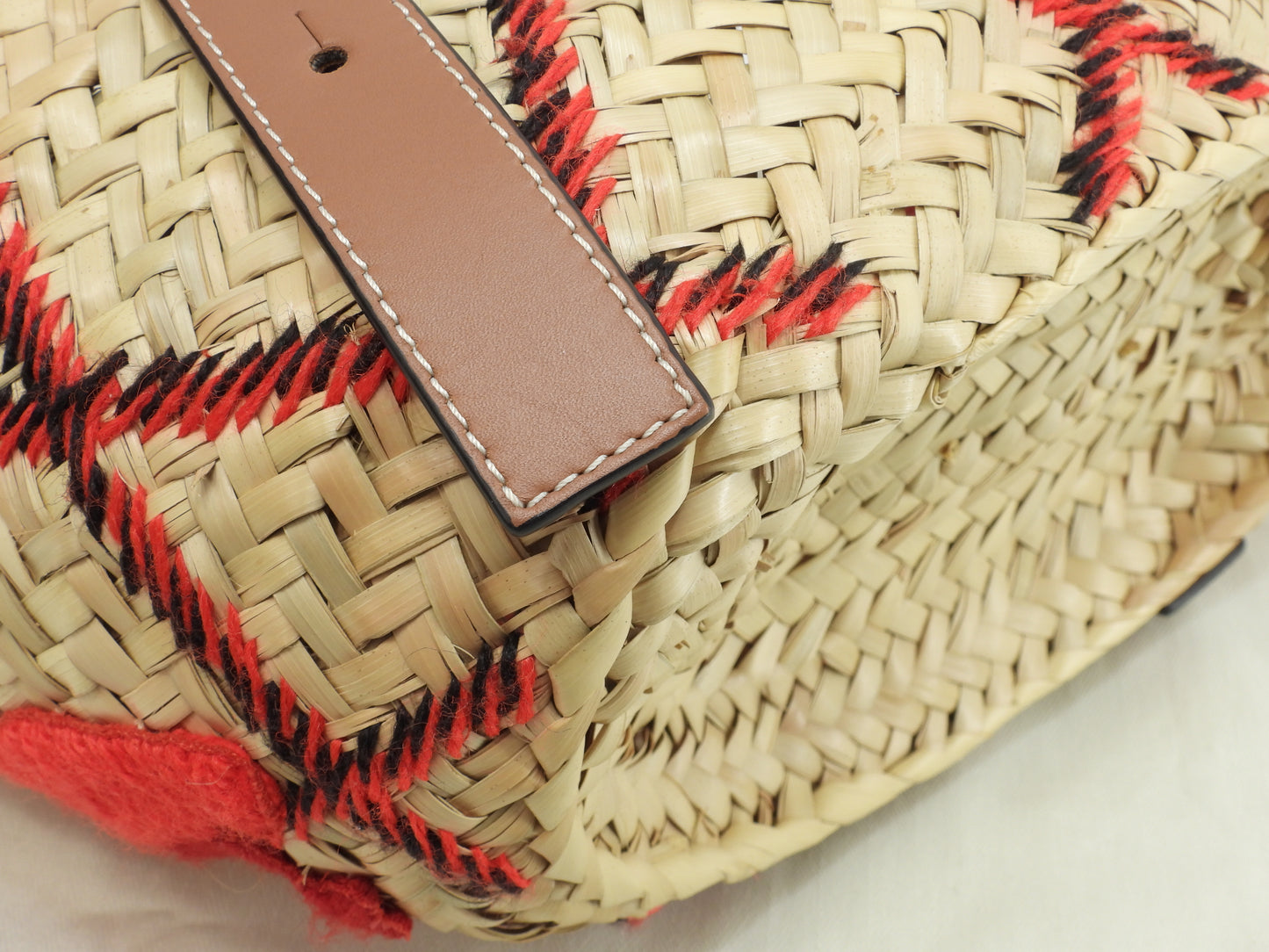 ロエベ バスケットバッグスモール アニマル ナチュラル/タン赤 ハンド カゴバッグ 未使用@412018