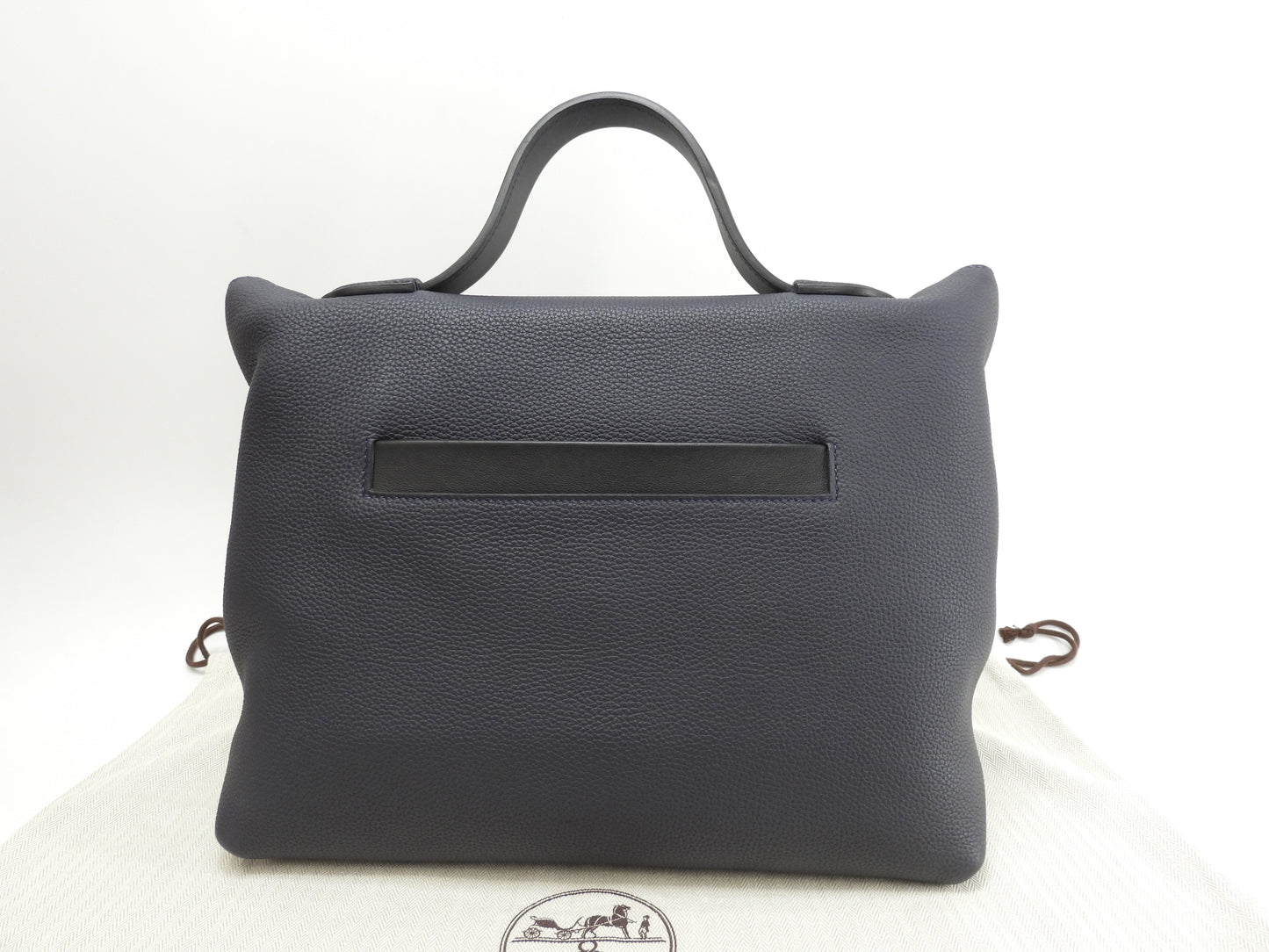 エルメス サックヴァンキャトル35 トゴ 紺黒 ハンドバッグ シルバー金具 美品@C 2