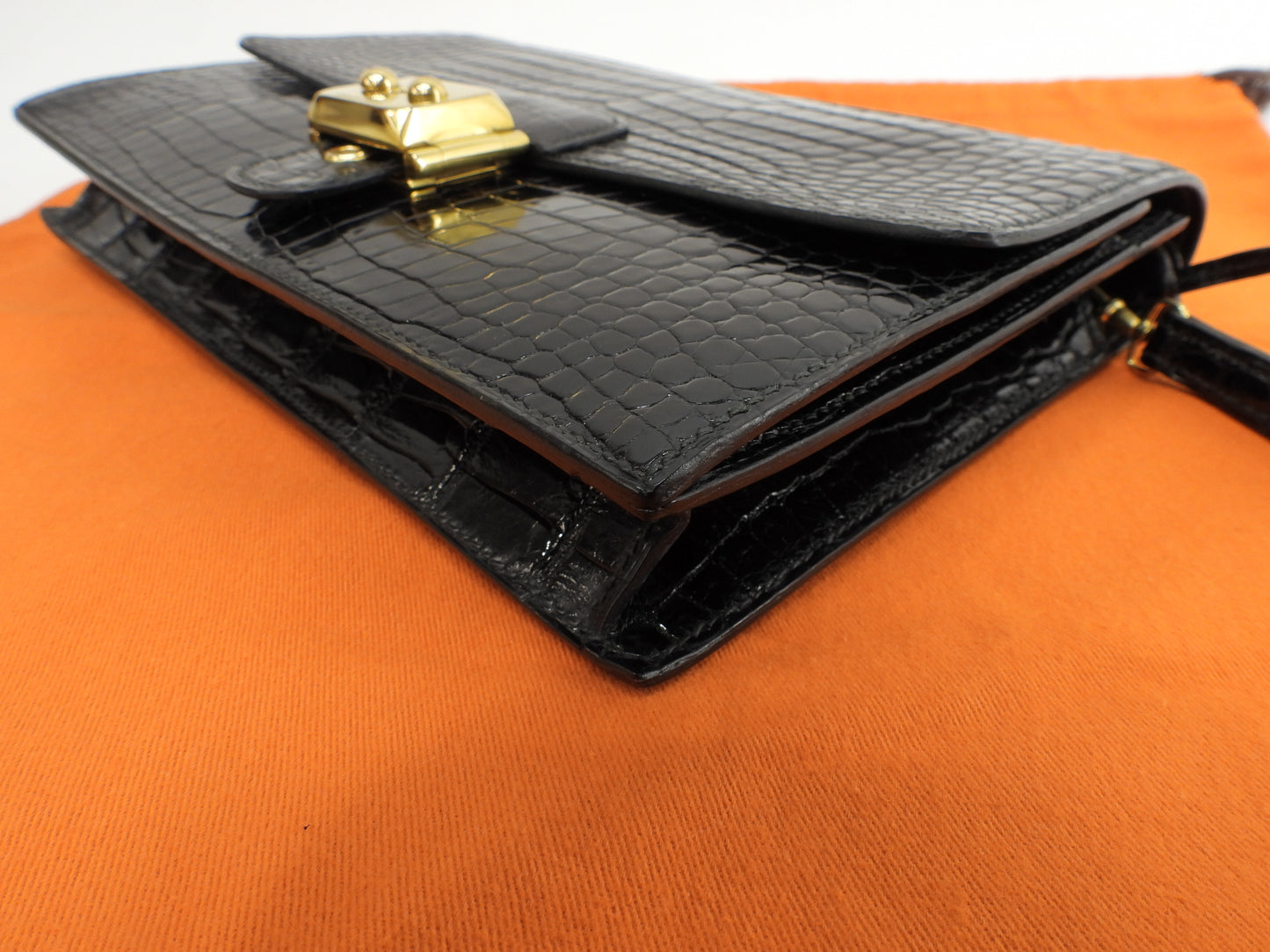 エルメス ジェット クロコダイル 黒 セカンドバッグ クラッチバッグ 美品@○K