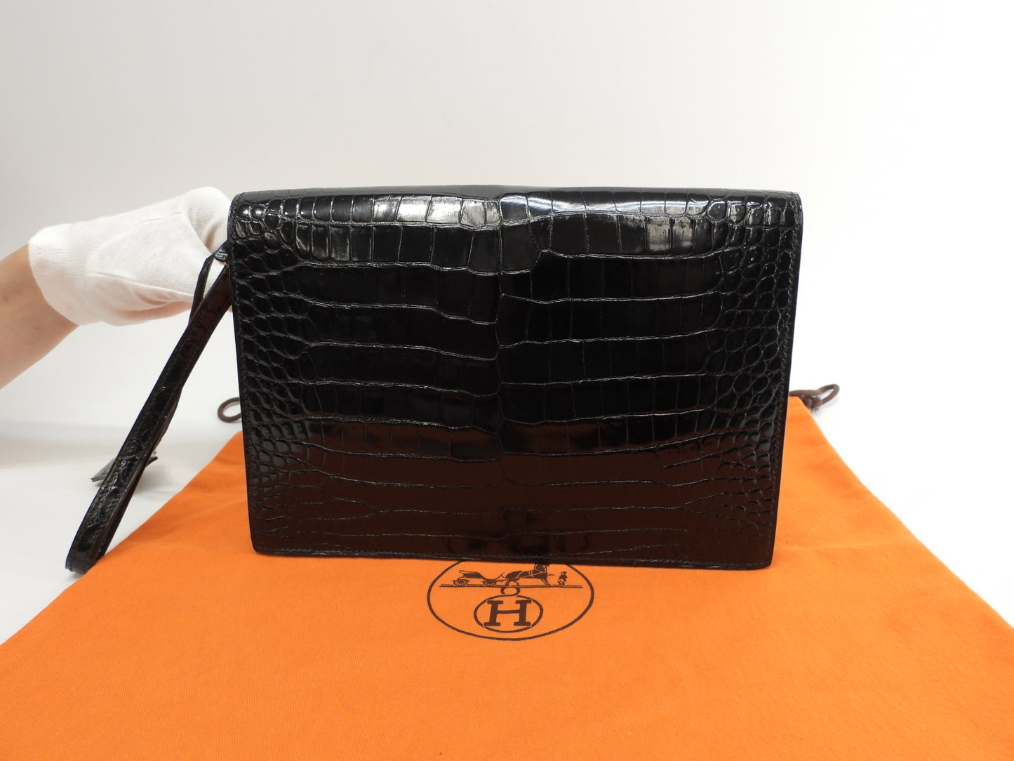 エルメス ジェット クロコダイル 黒 セカンドバッグ クラッチバッグ 美品@○K