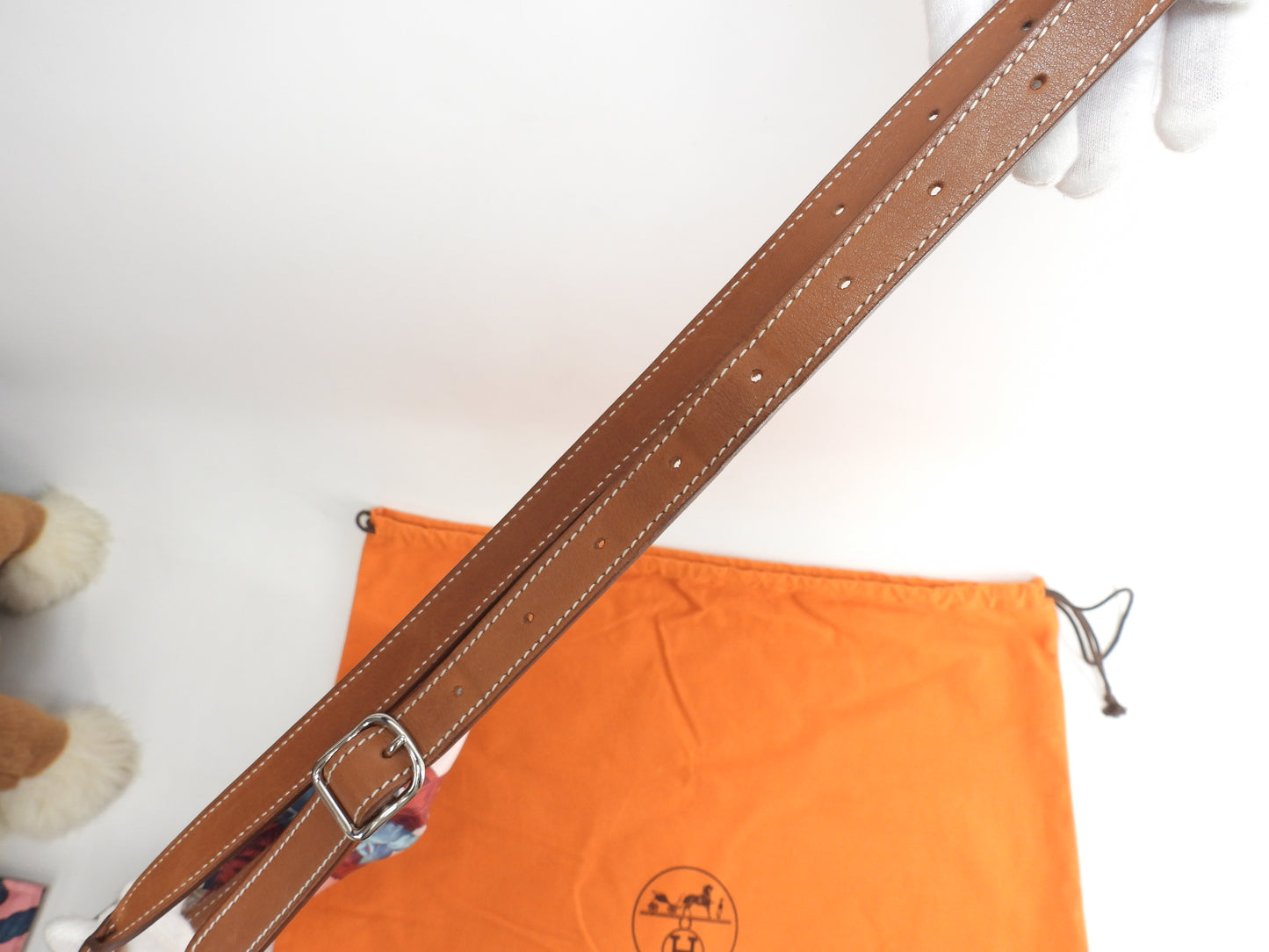 エルメス シルキーシティPM シルク/ピンク系 レザー茶 ショルダーバッグ 美品@T 2