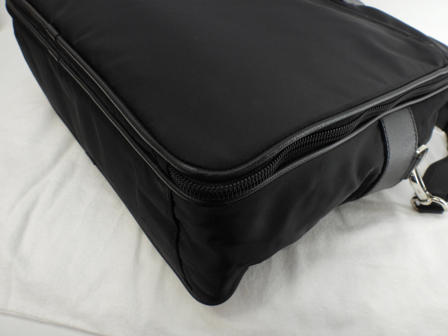 Prada Large Briefcase Saffiano Leather/Nylon Black Document Case with S @165 3