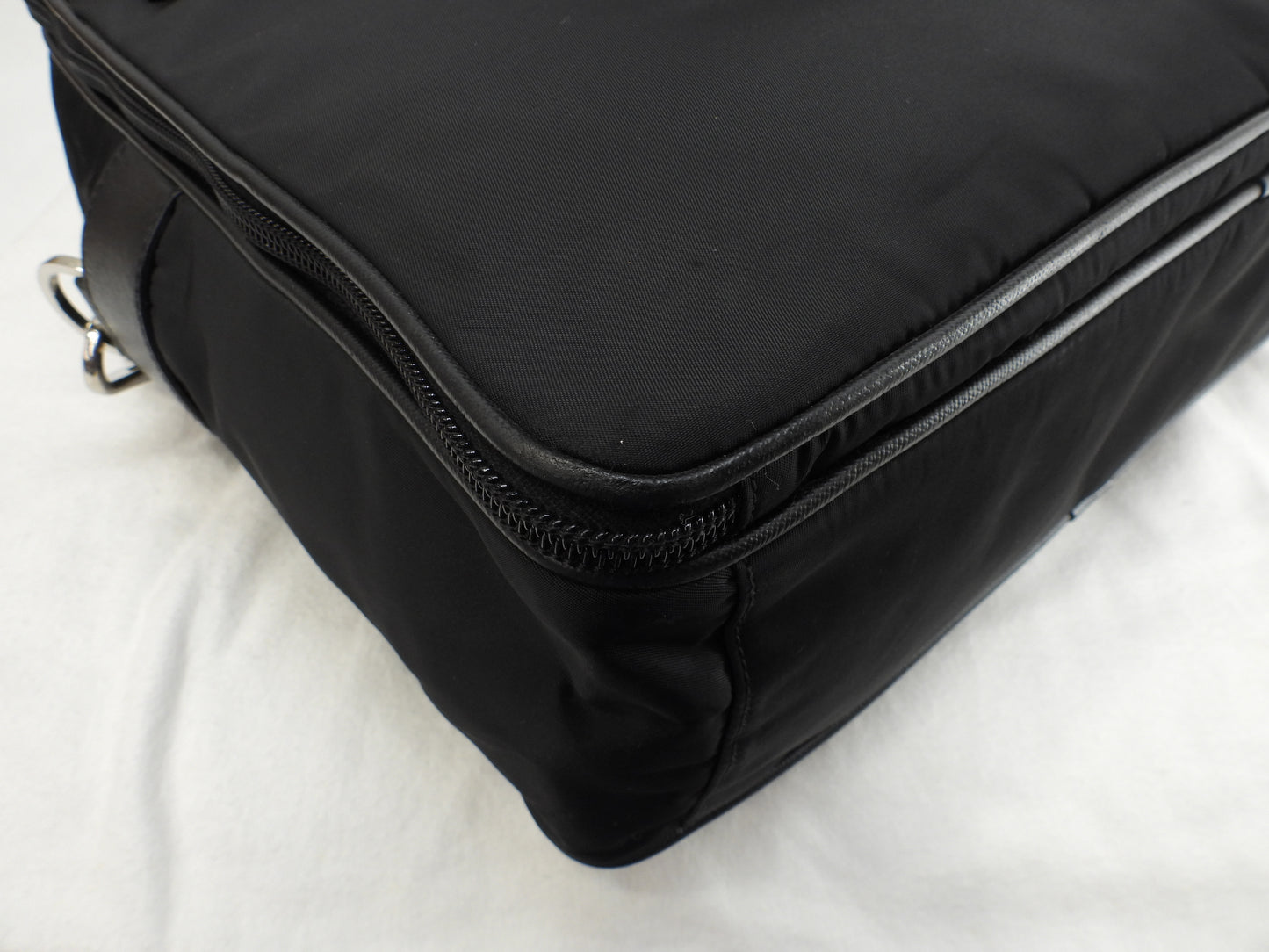 Prada Large Briefcase Saffiano Leather/Nylon Black Document Case with S @165 3