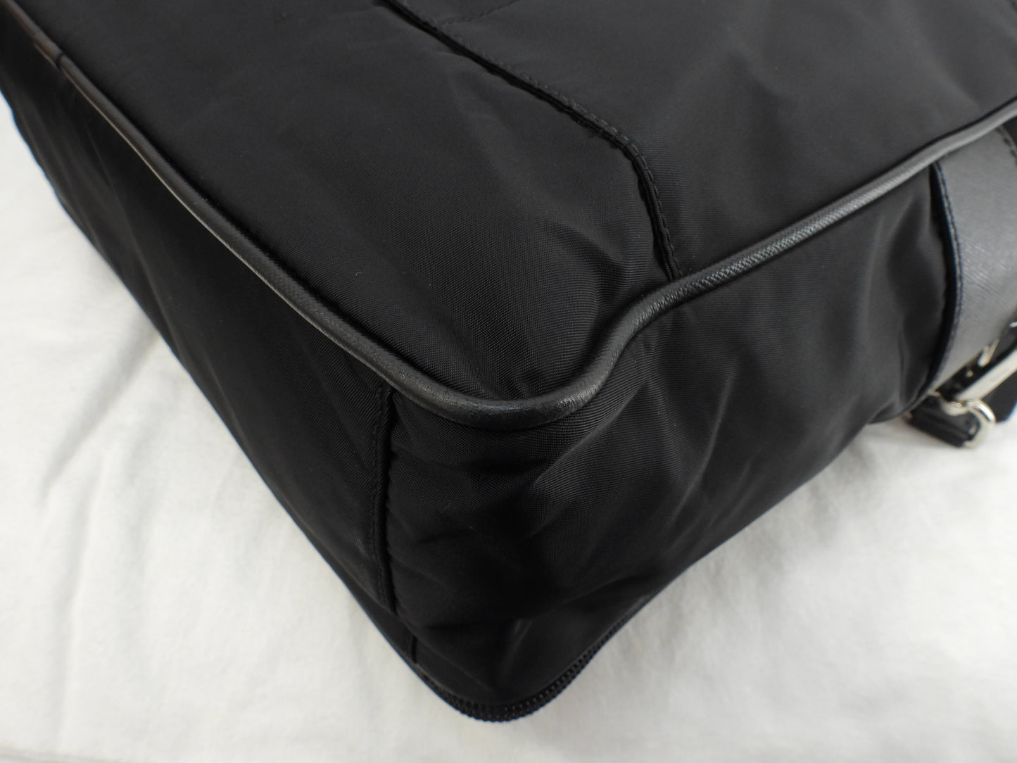 Prada Large Briefcase Saffiano Leather/Nylon Black Document Case with S @165 3