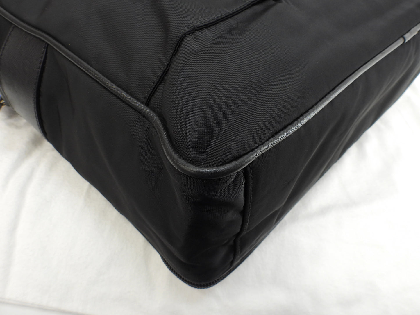 Prada Large Briefcase Saffiano Leather/Nylon Black Document Case with S @165 3