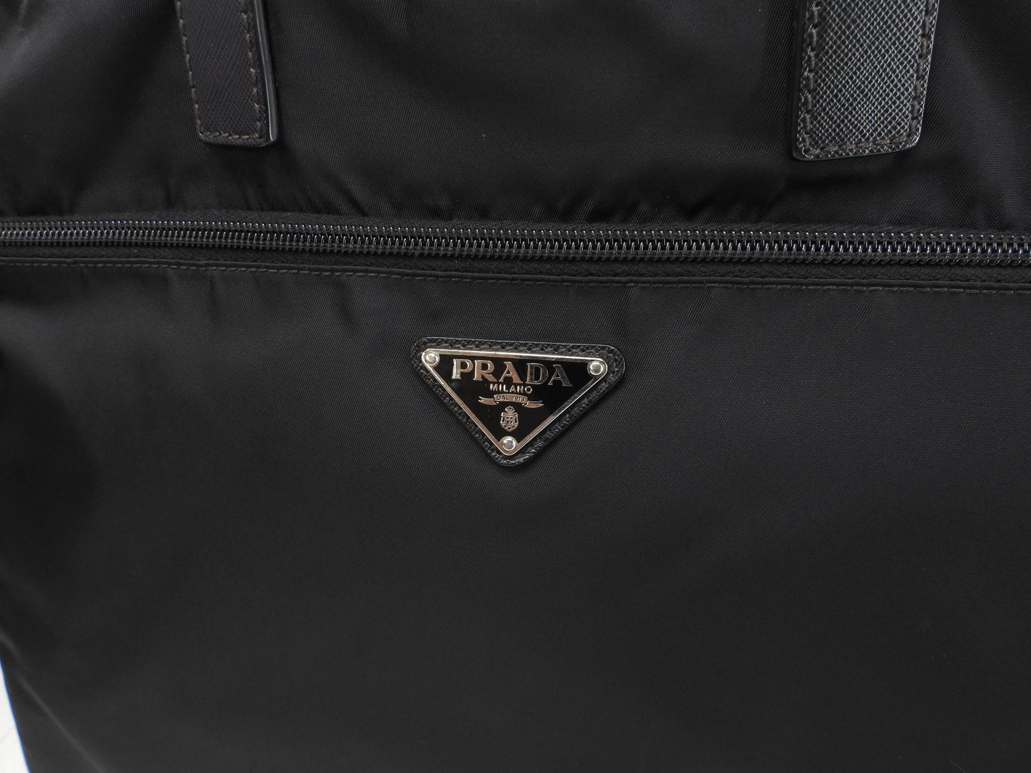 Prada Large Briefcase Saffiano Leather/Nylon Black Document Case with S @165 3