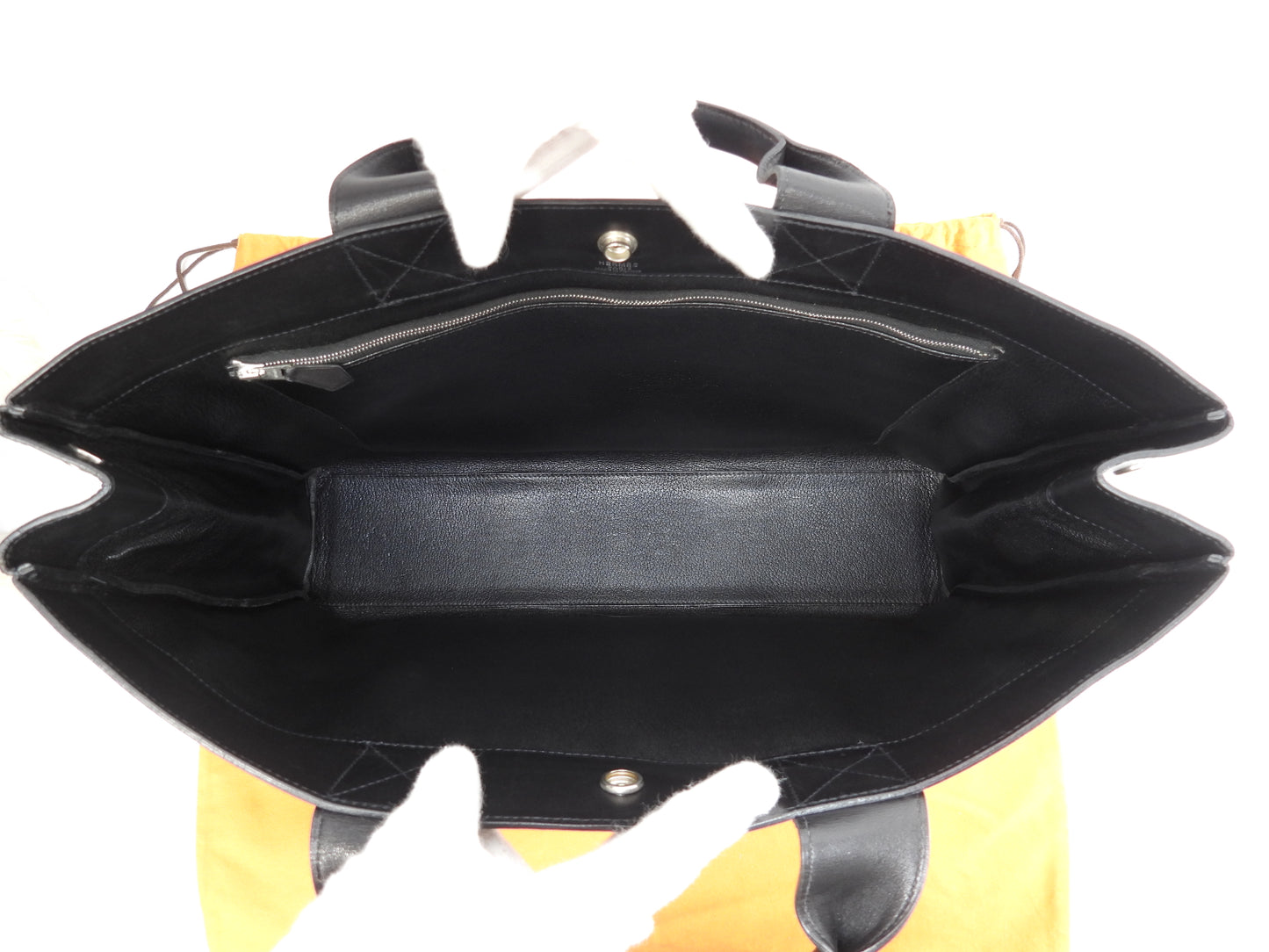 Hermes Tote MM Foule Vibrato Black Handbag Document Men's @□E 10