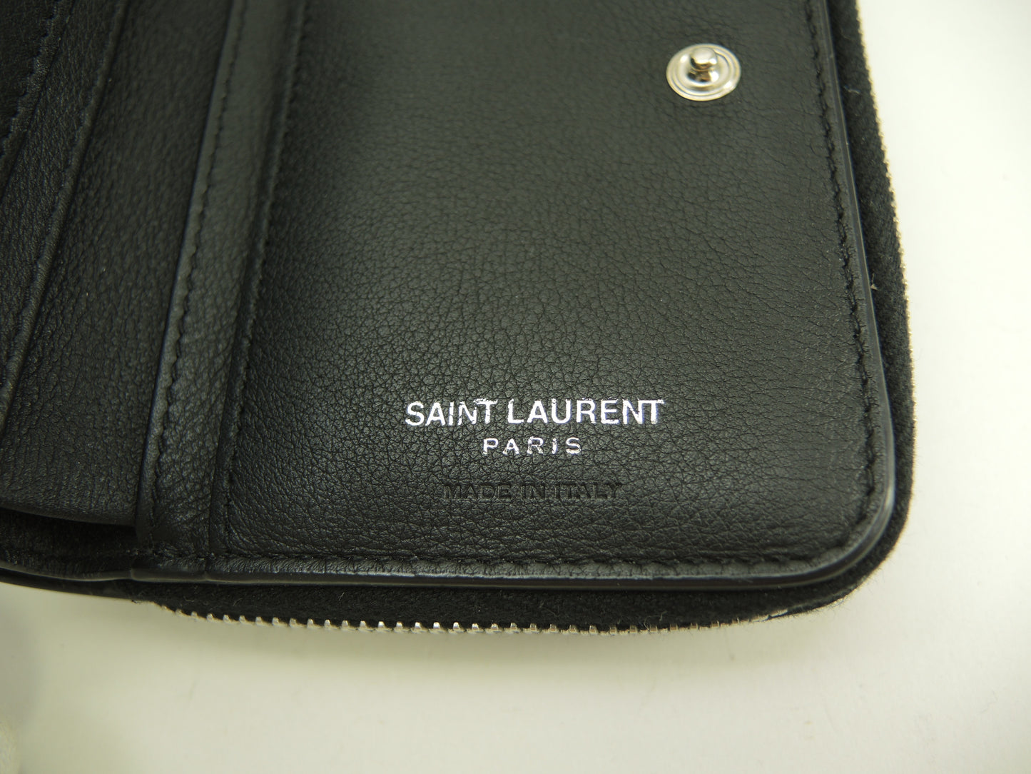 サンローラン スモールジップウォレット YSL レザー黒 コンパクト財布 美品@ 85