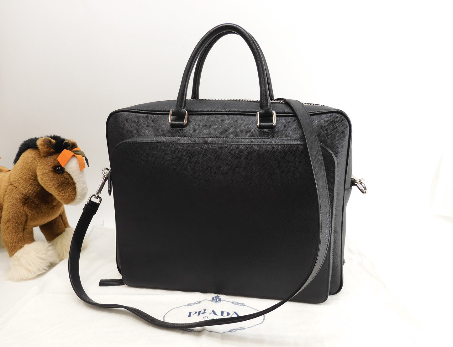 Prada briefcase with s Saffiano black document bag document case @164