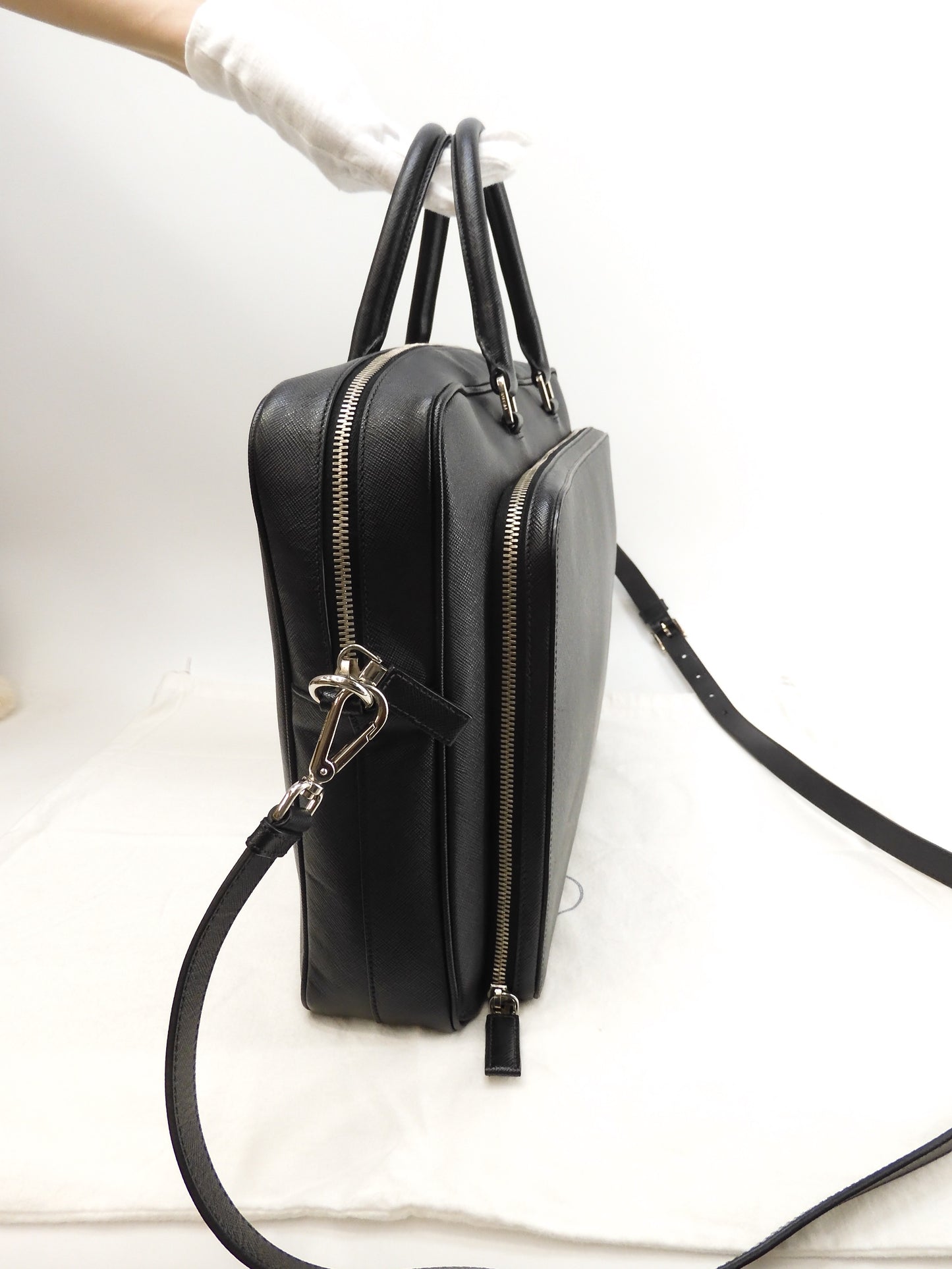 Prada briefcase with s Saffiano black document bag document case @164