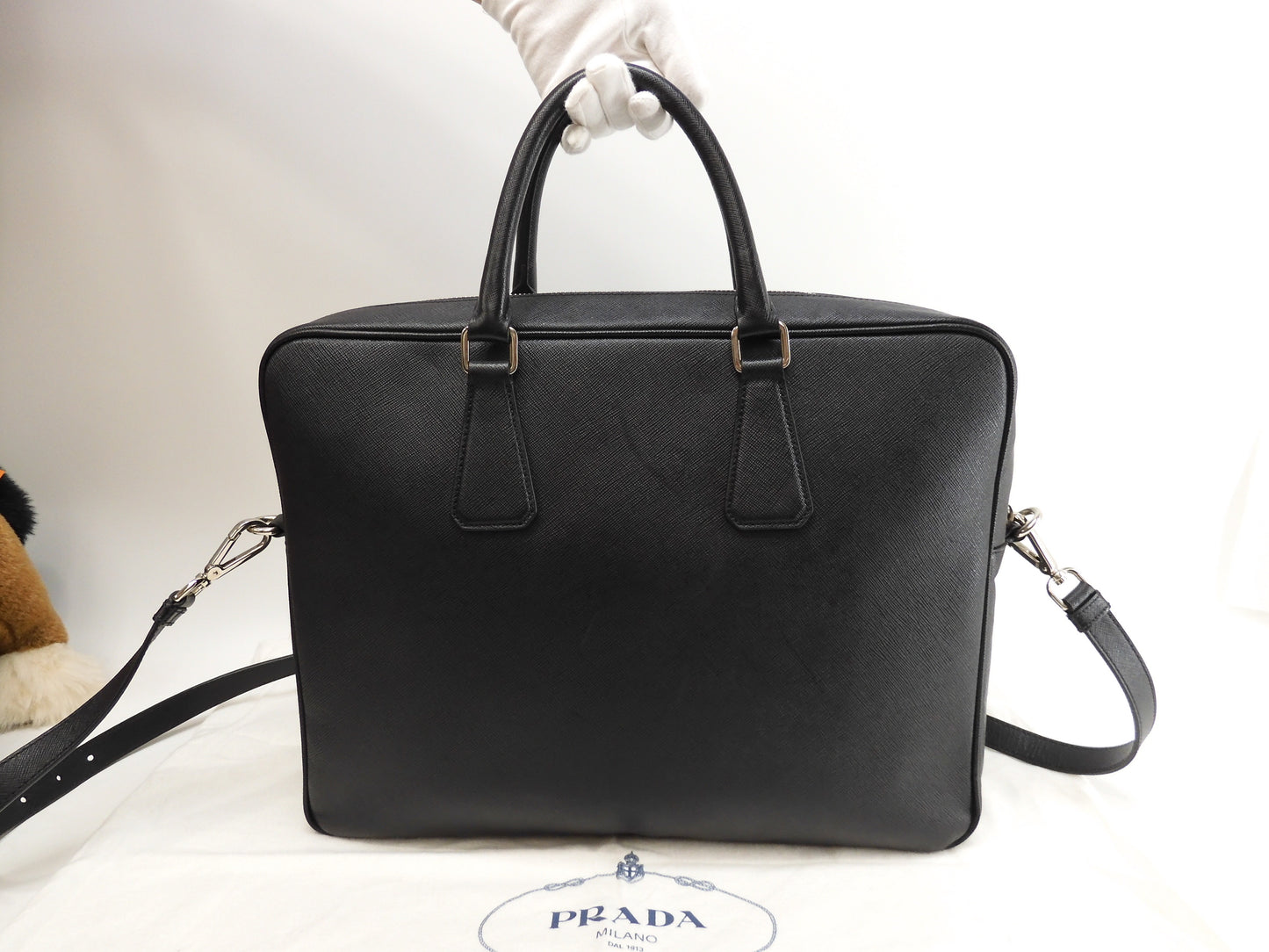 Prada briefcase with s Saffiano black document bag document case @164