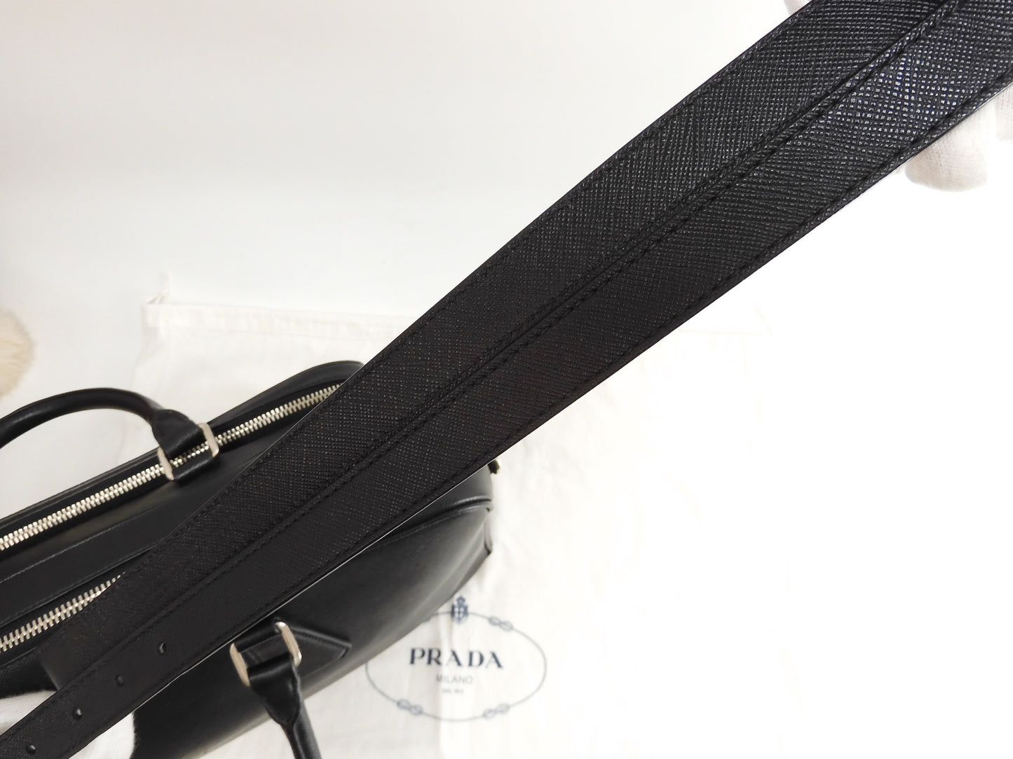 Prada briefcase with s Saffiano black document bag document case @164