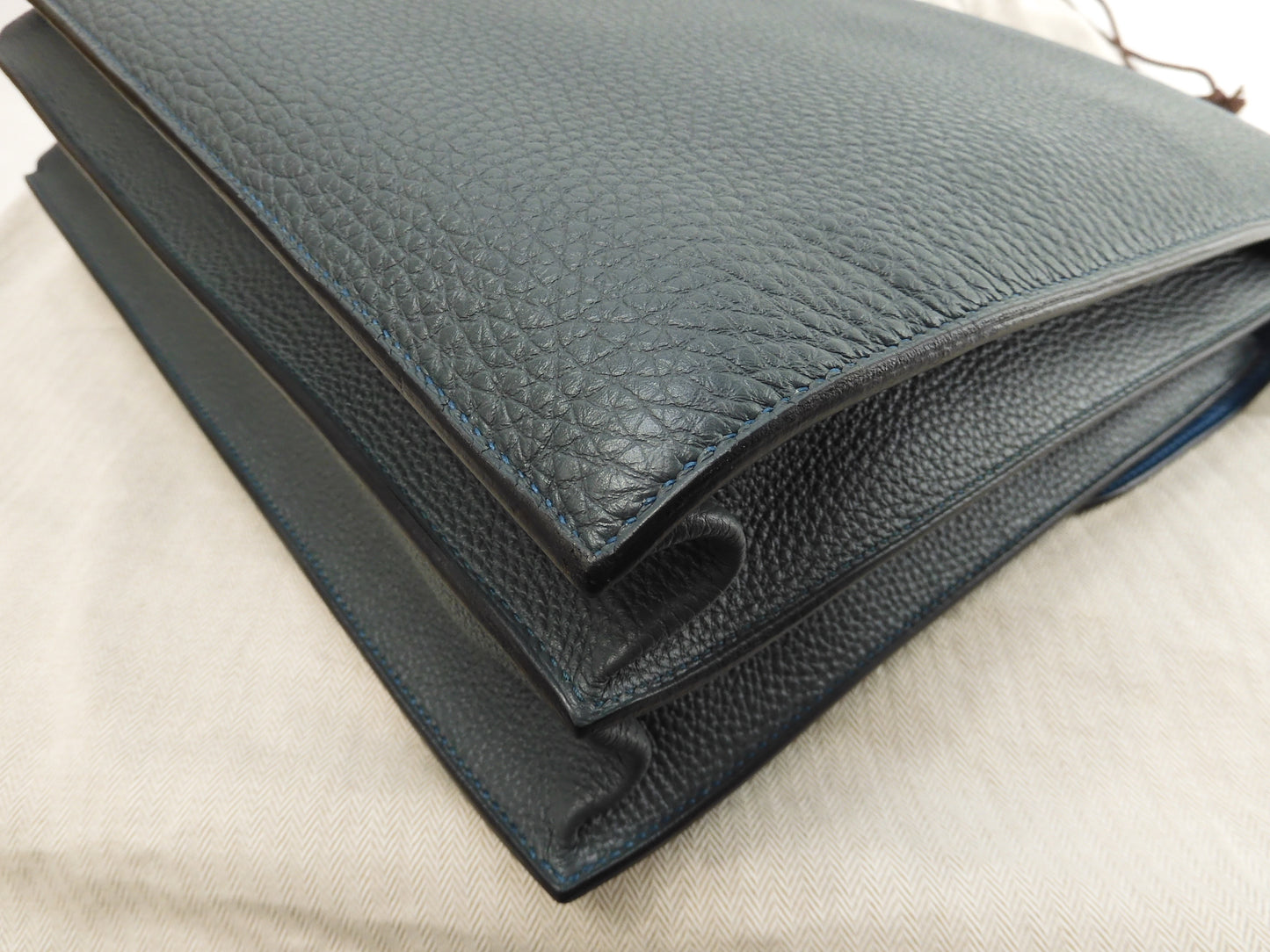 エルメス サックアデペッシュ38 トゴ/ブルー シルバー金具 ブリーフケース 未使用@□Q