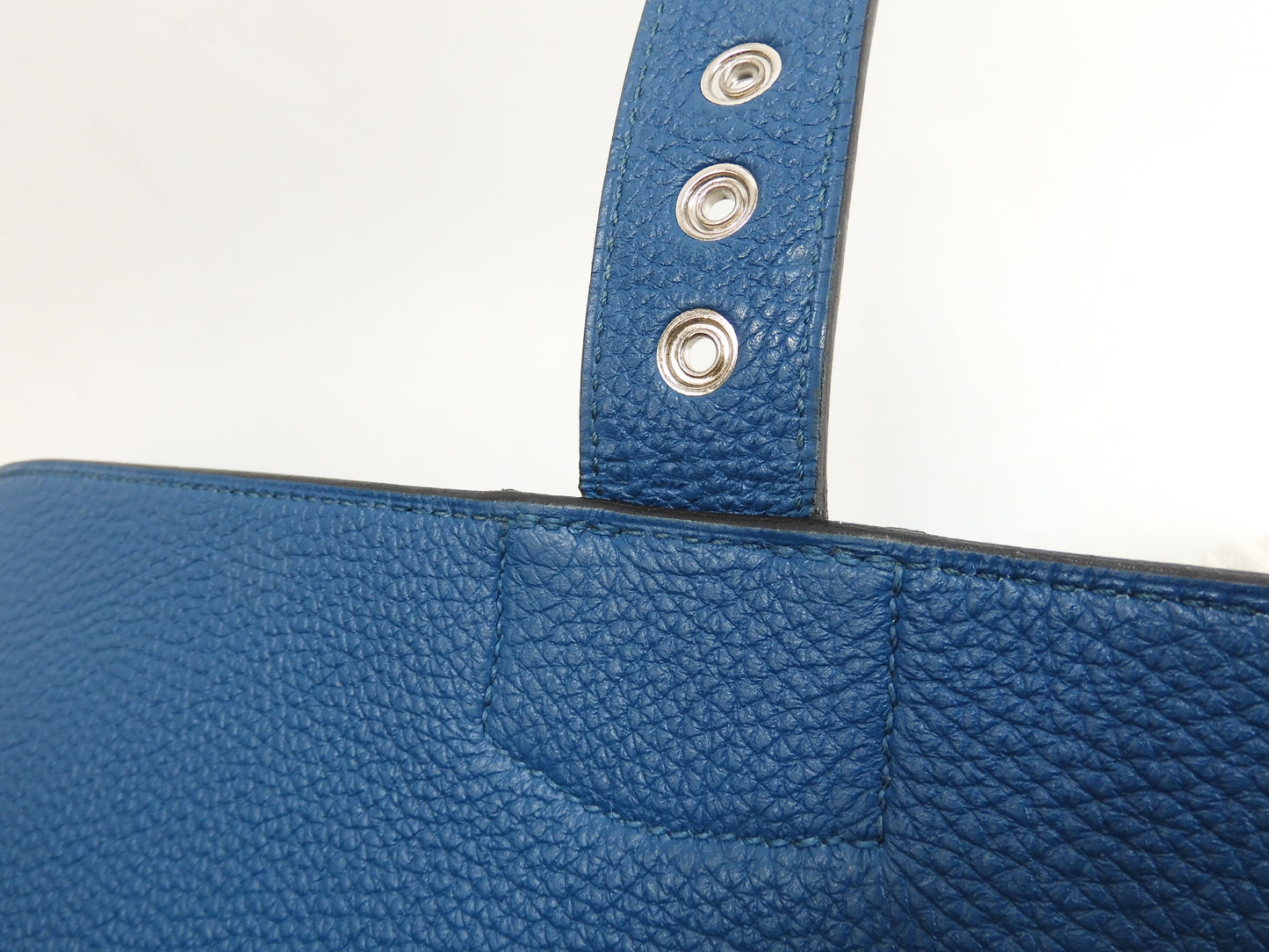 エルメス サックアデペッシュ38 トゴ/ブルー シルバー金具 ブリーフケース 未使用@□Q
