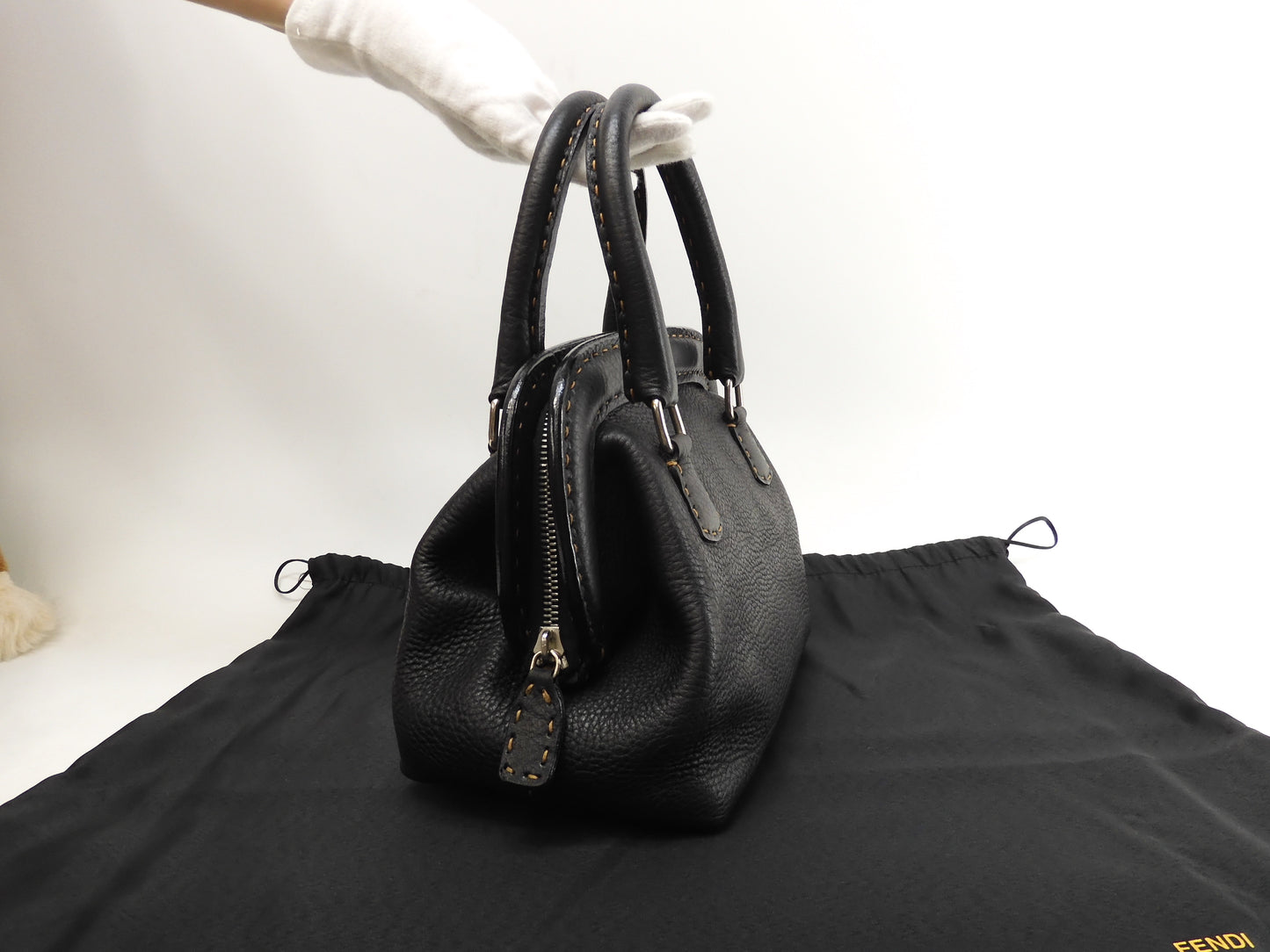 フェンディ ハンドバッグ ドクターズ セレリアレザー黒 トートバッグ ミニ 美品@ 1