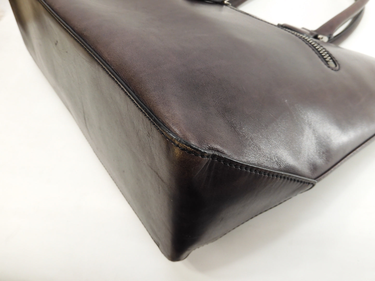 Berluti Toujour Leather Dark Purple Men's Tote Bag Used @0153