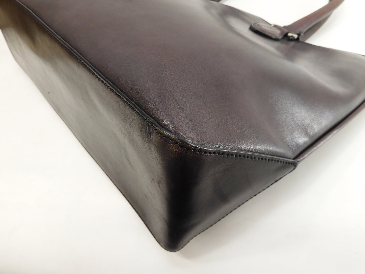 Berluti Toujour Leather Dark Purple Men's Tote Bag Used @0153
