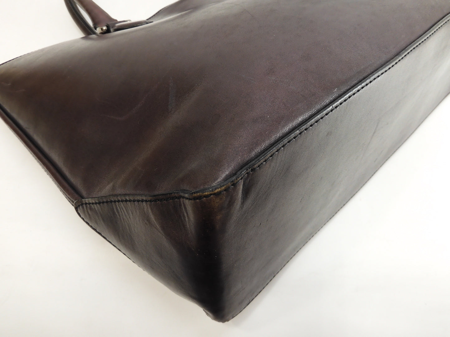 Berluti Toujour Leather Dark Purple Men's Tote Bag Used @0153