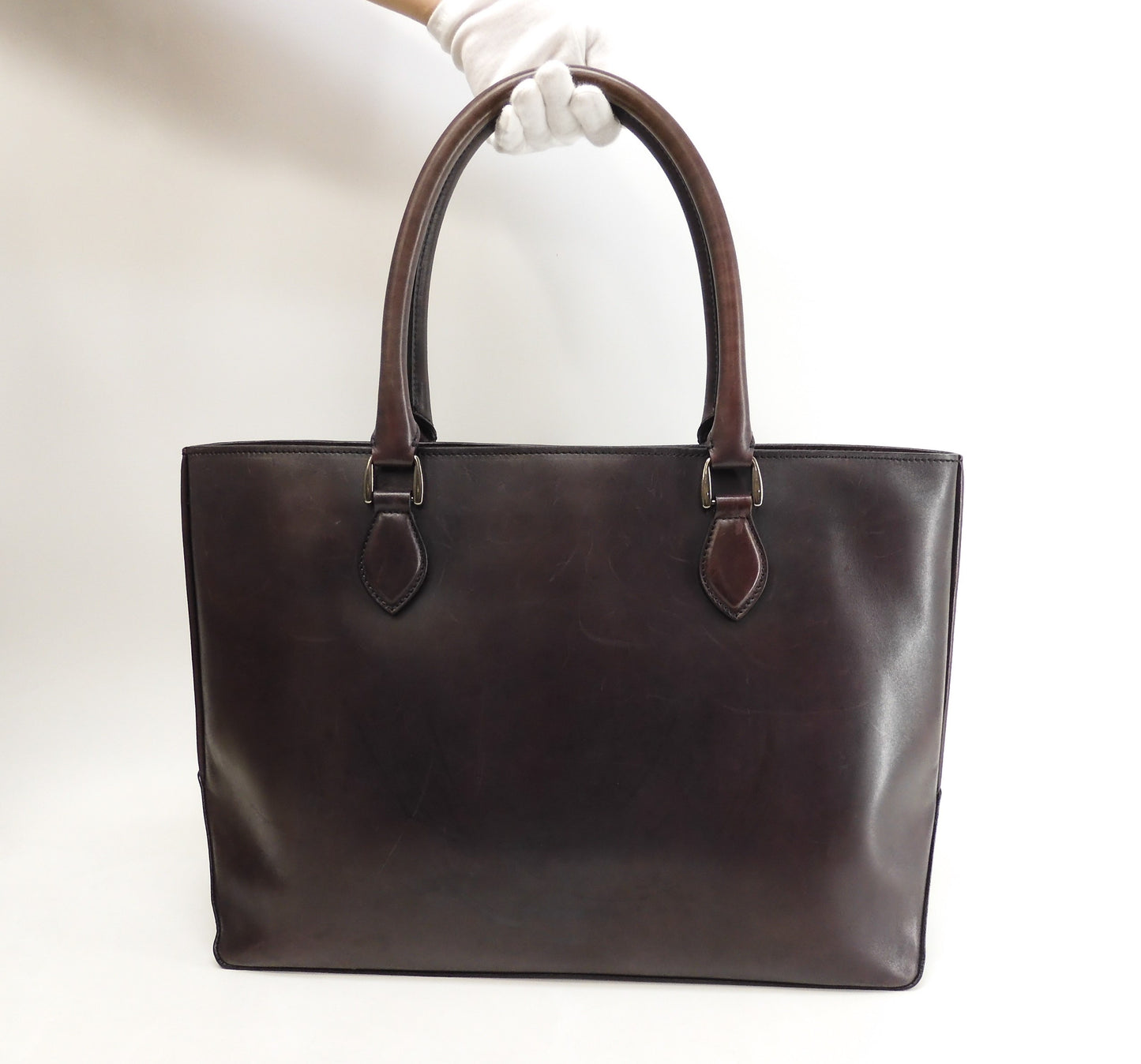 Berluti Toujour Leather Dark Purple Men's Tote Bag Used @0153
