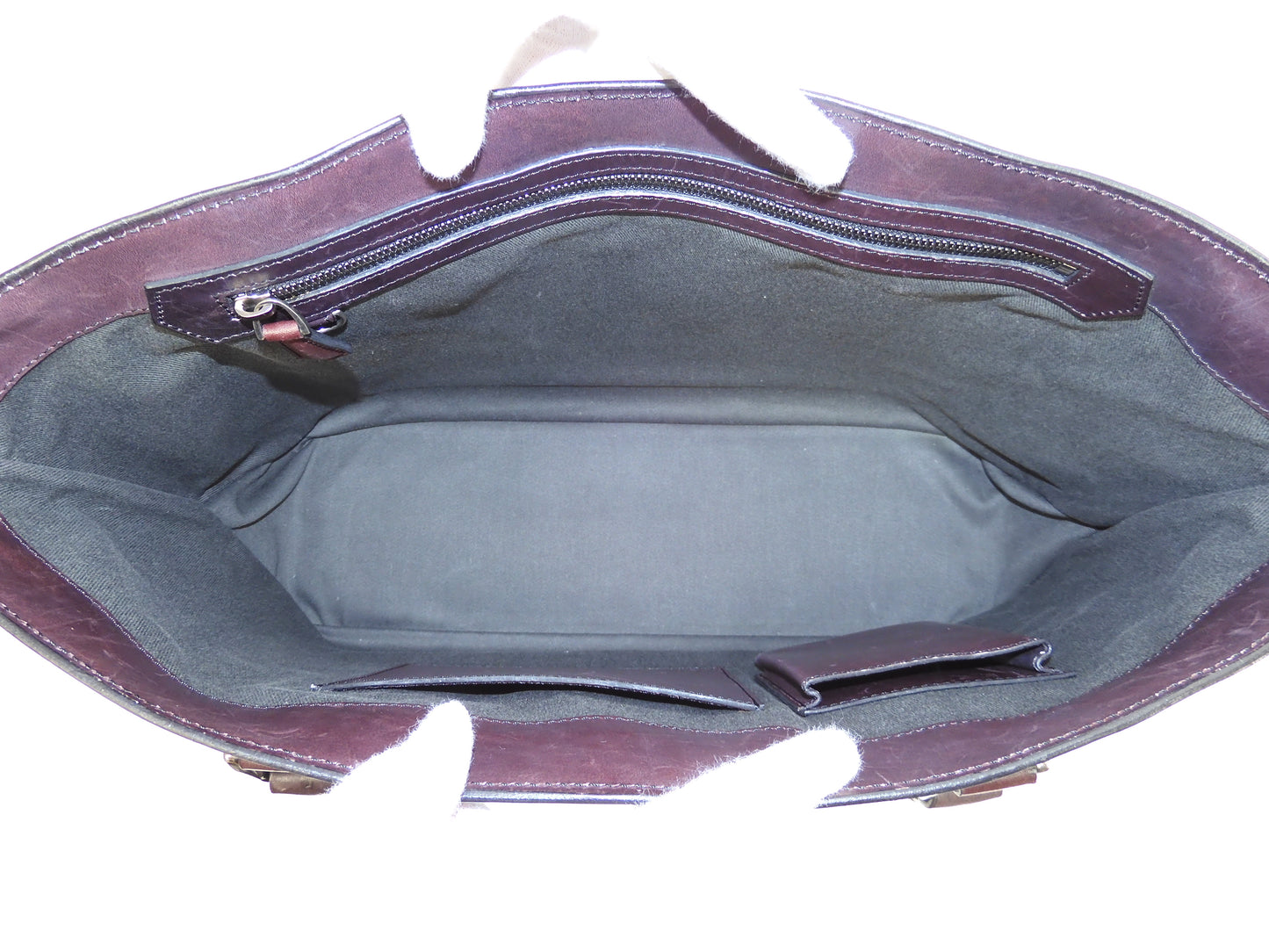 Berluti Toujour Leather Dark Purple Men's Tote Bag Used @0153