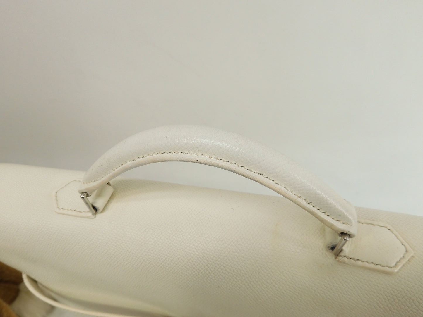 Hermes Kelly Depeche 34 Epson White Silver Hardware Briefcase @□J 2