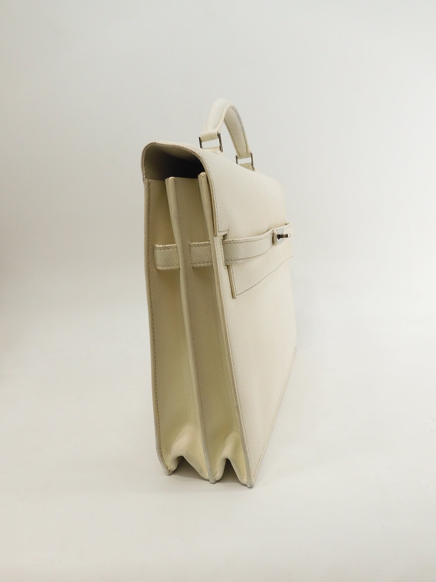 Hermes Kelly Depeche 34 Epson White Silver Hardware Briefcase @□J 2