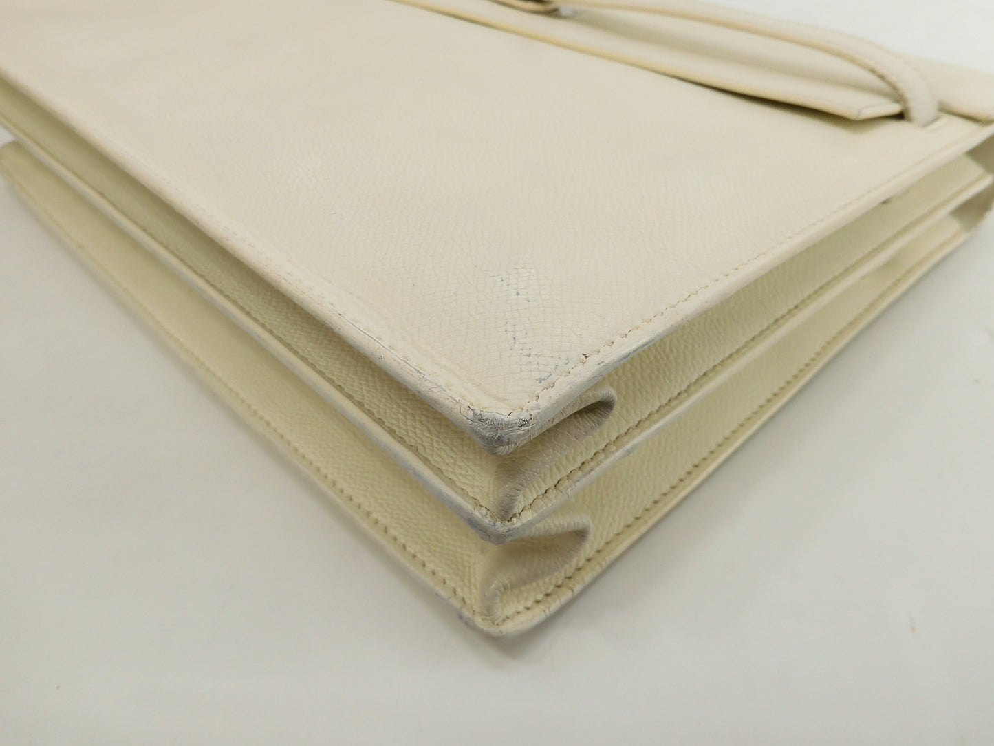 Hermes Kelly Depeche 34 Epson White Silver Hardware Briefcase @□J 2