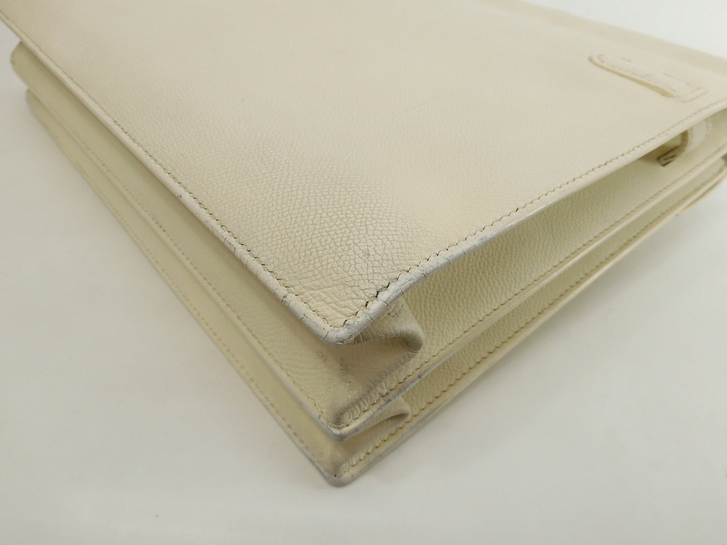 Hermes Kelly Depeche 34 Epson White Silver Hardware Briefcase @□J 2
