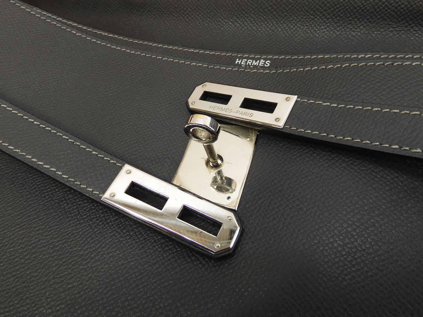 エルメス ケリーデペッシュ38 エプソン/エタン シルバー金具 ブリーフケース@□I