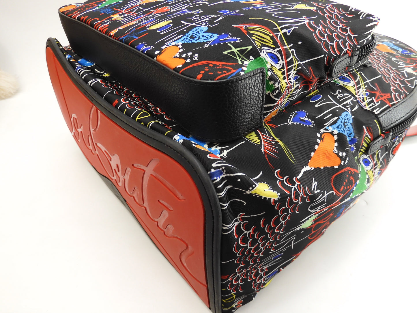 Christian Louboutin Backpack Limited Edition Buckle Ruby Nylon/Leather Black Backpack @ 1