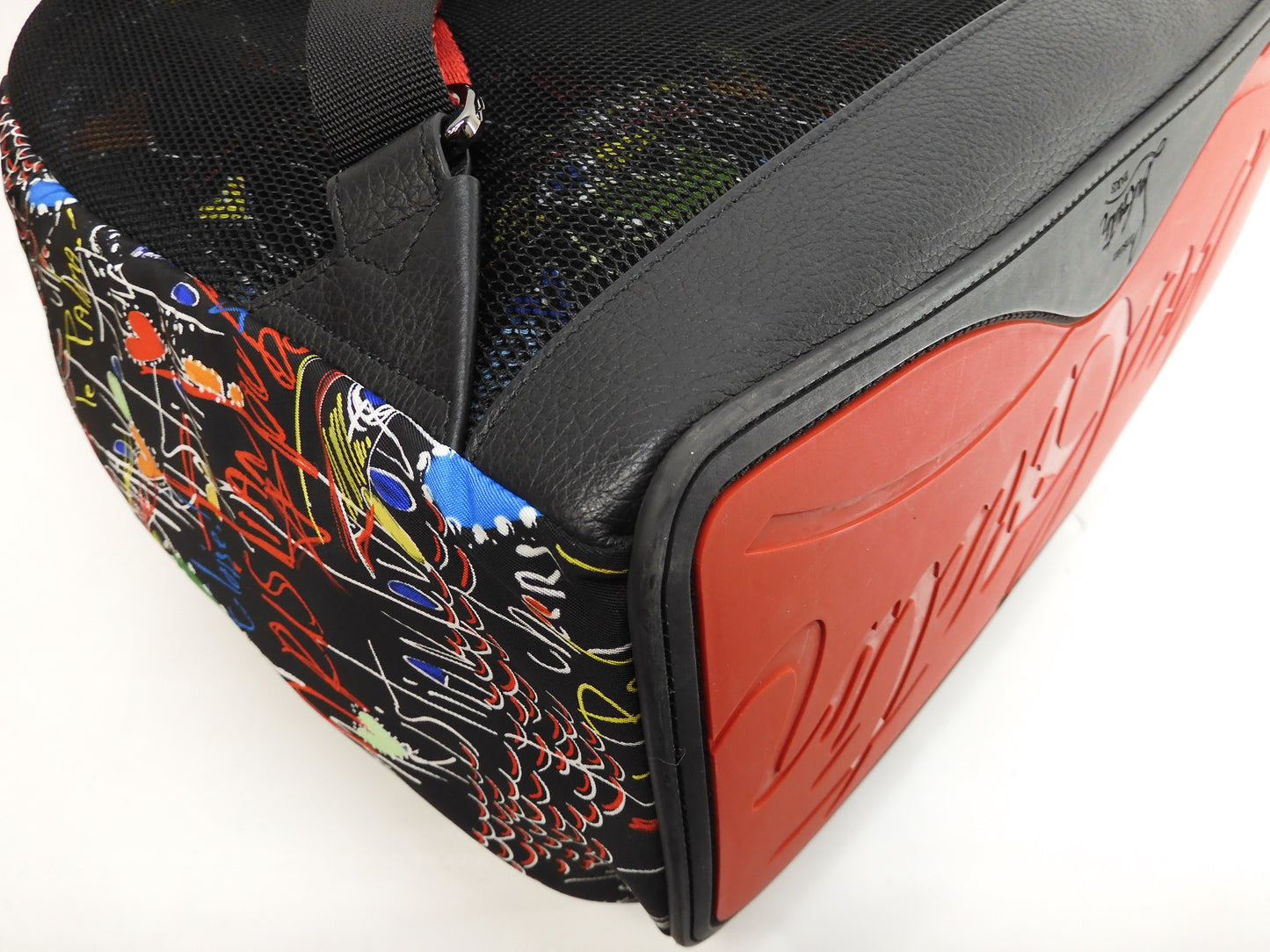 Christian Louboutin Backpack Limited Edition Buckle Ruby Nylon/Leather Black Backpack @ 1