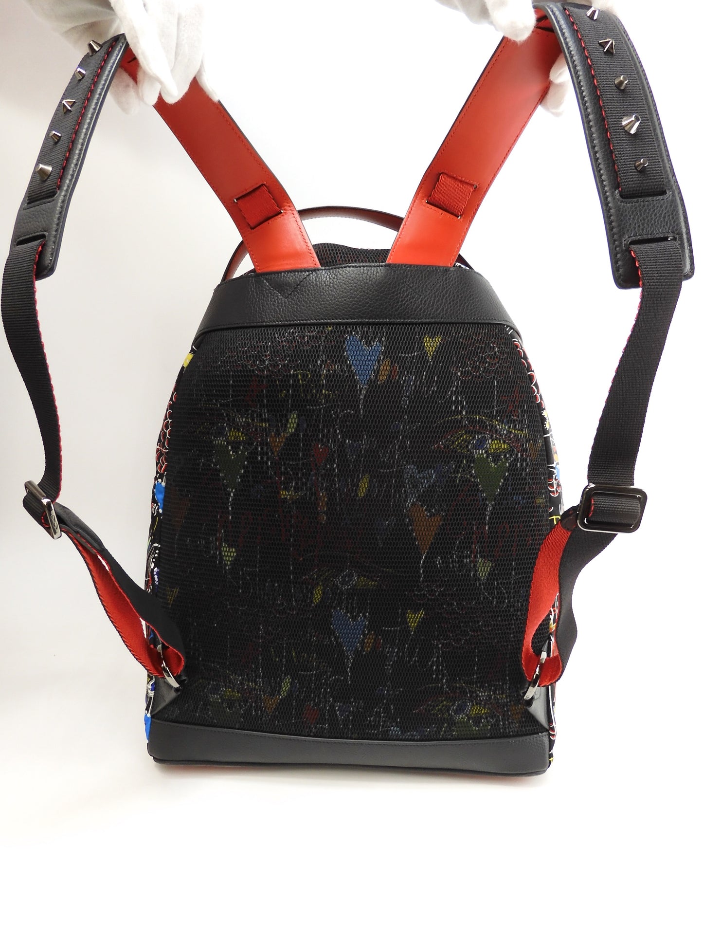 Christian Louboutin Backpack Limited Edition Buckle Ruby Nylon/Leather Black Backpack @ 1