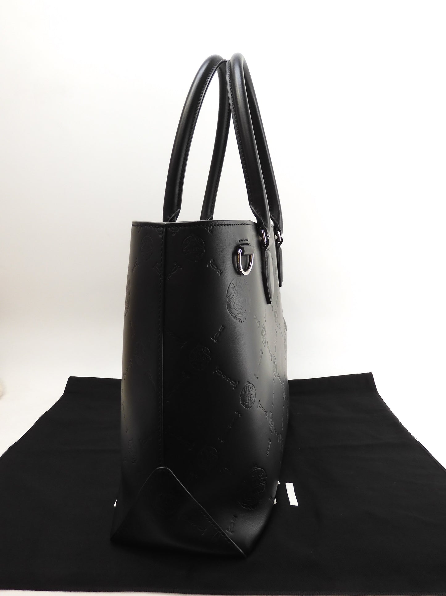 Berluti Toujour Chevron Leather Black Men's Tote Bag Handbag @A0251