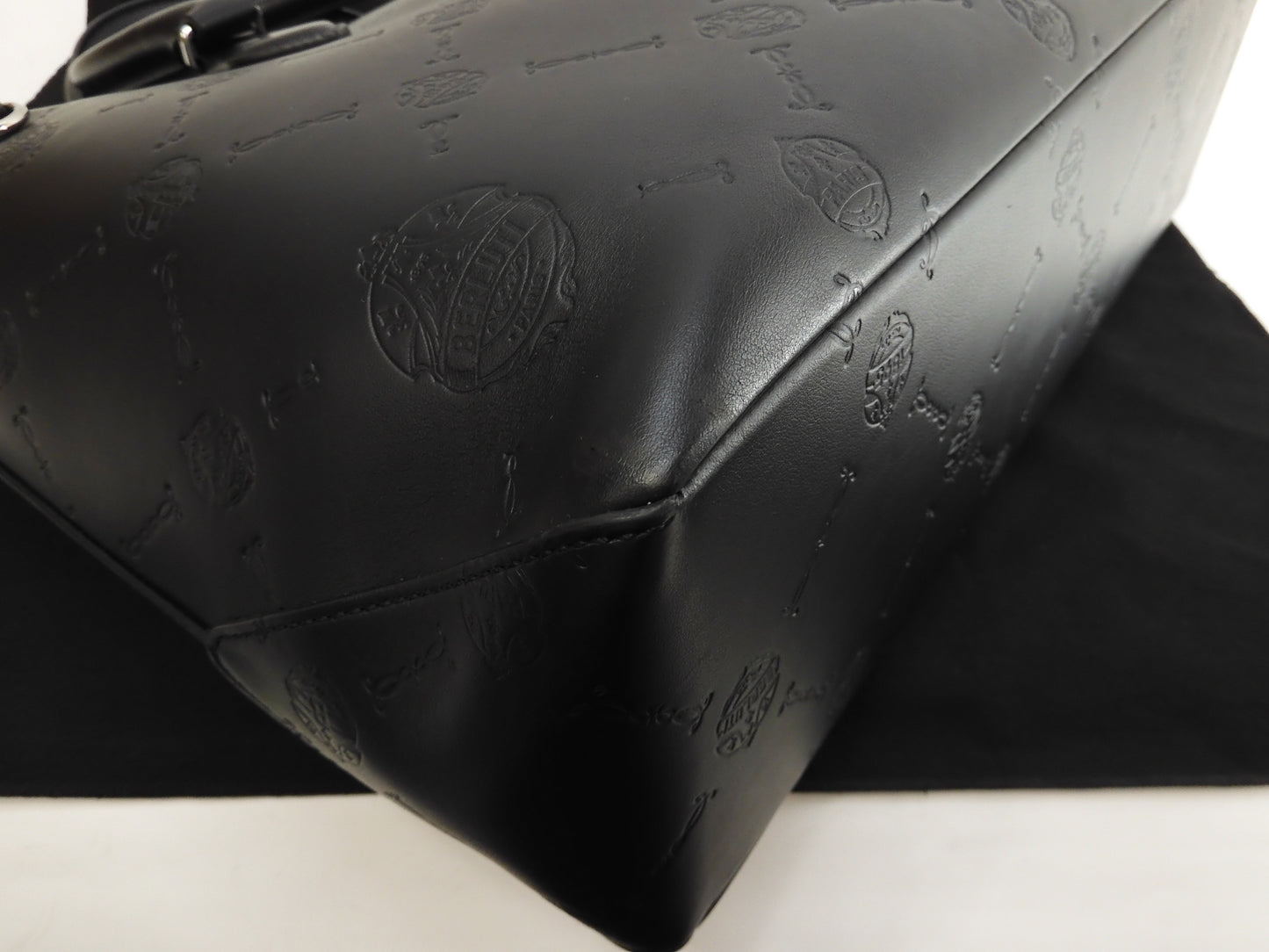 Berluti Toujour Chevron Leather Black Men's Tote Bag Handbag @A0251
