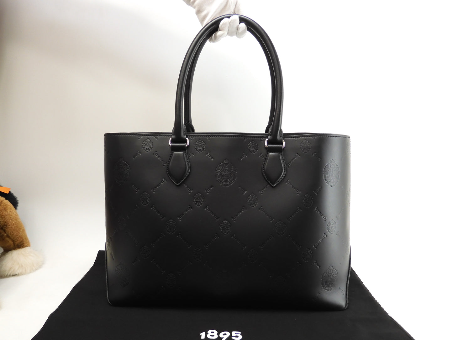 Berluti Toujour Chevron Leather Black Men's Tote Bag Handbag @A0251