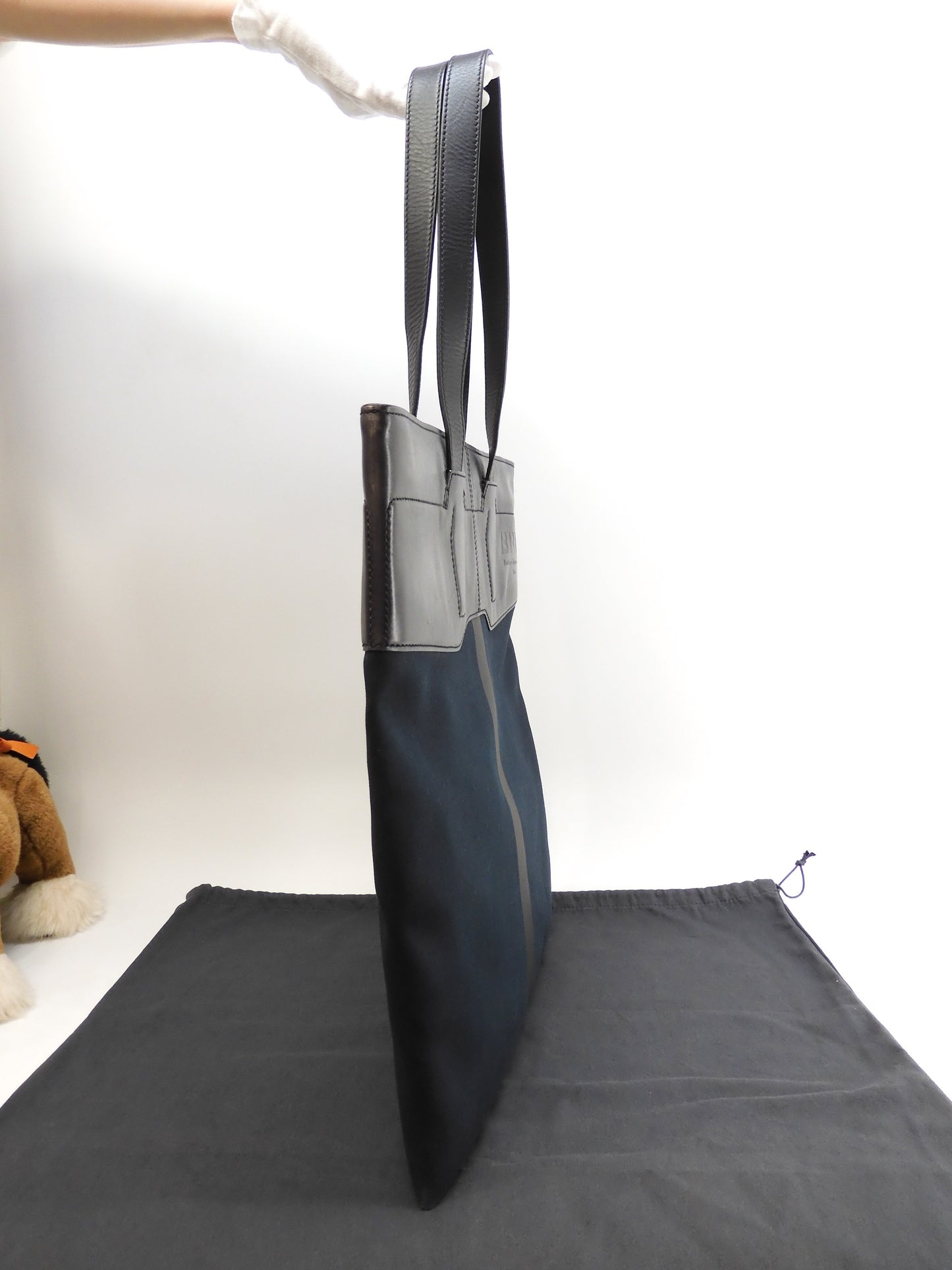 Berluti Chateau Conton/Leather Black Men's Thin Tote Bag Super Rare @U0147