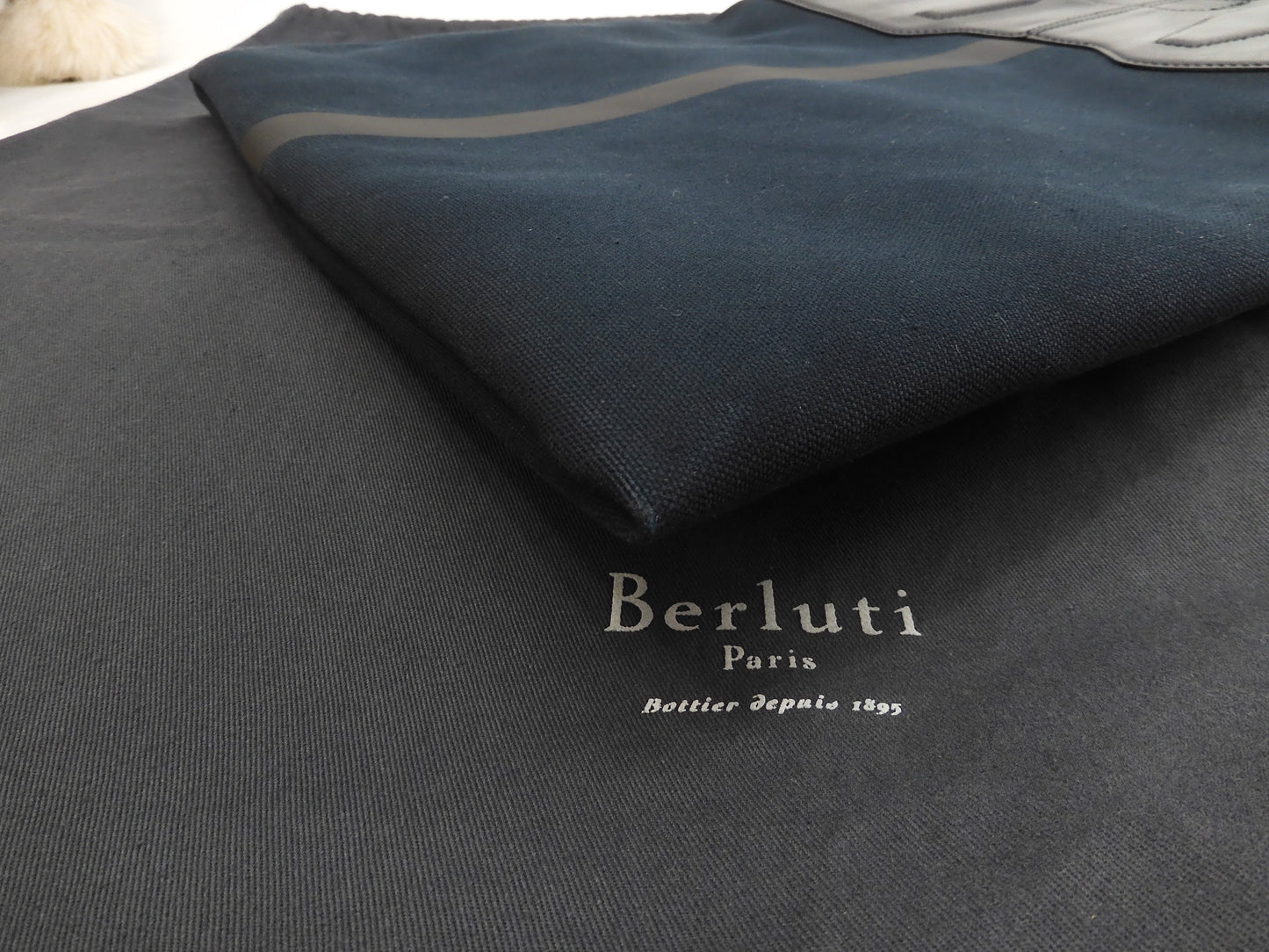 Berluti Chateau Conton/Leather Black Men's Thin Tote Bag Super Rare @U0147