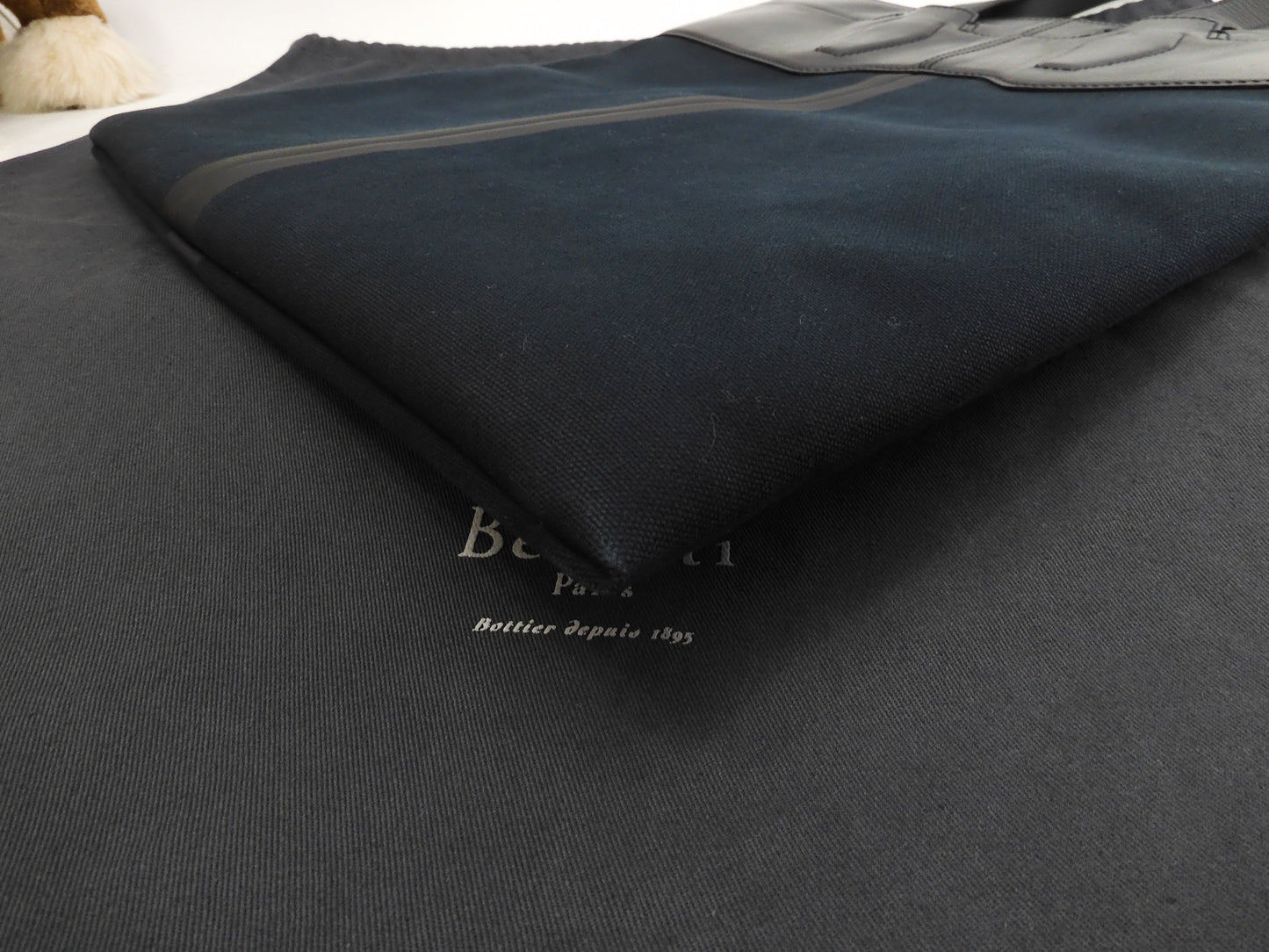 Berluti Chateau Conton/Leather Black Men's Thin Tote Bag Super Rare @U0147