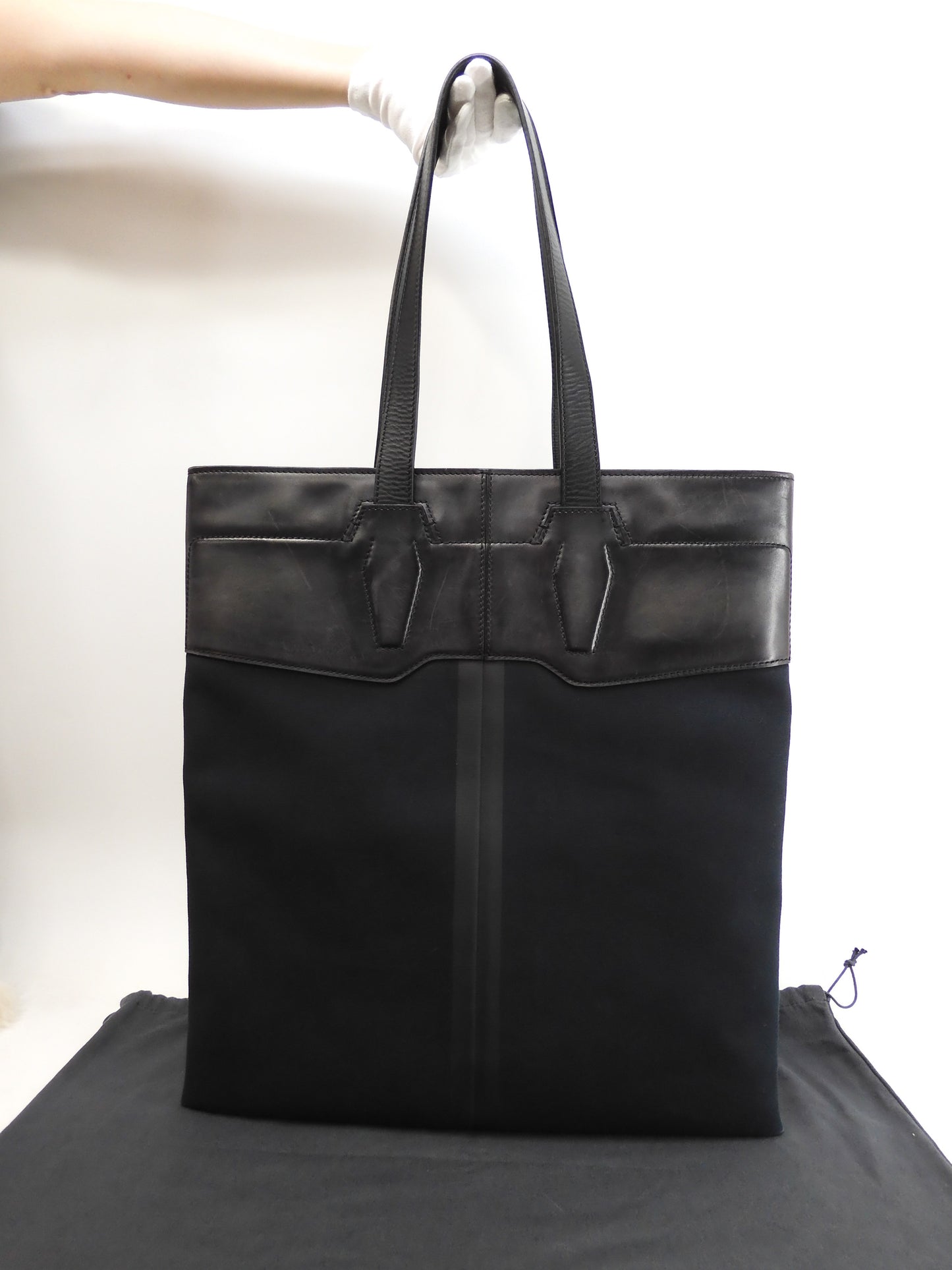 Berluti Chateau Conton/Leather Black Men's Thin Tote Bag Super Rare @U0147