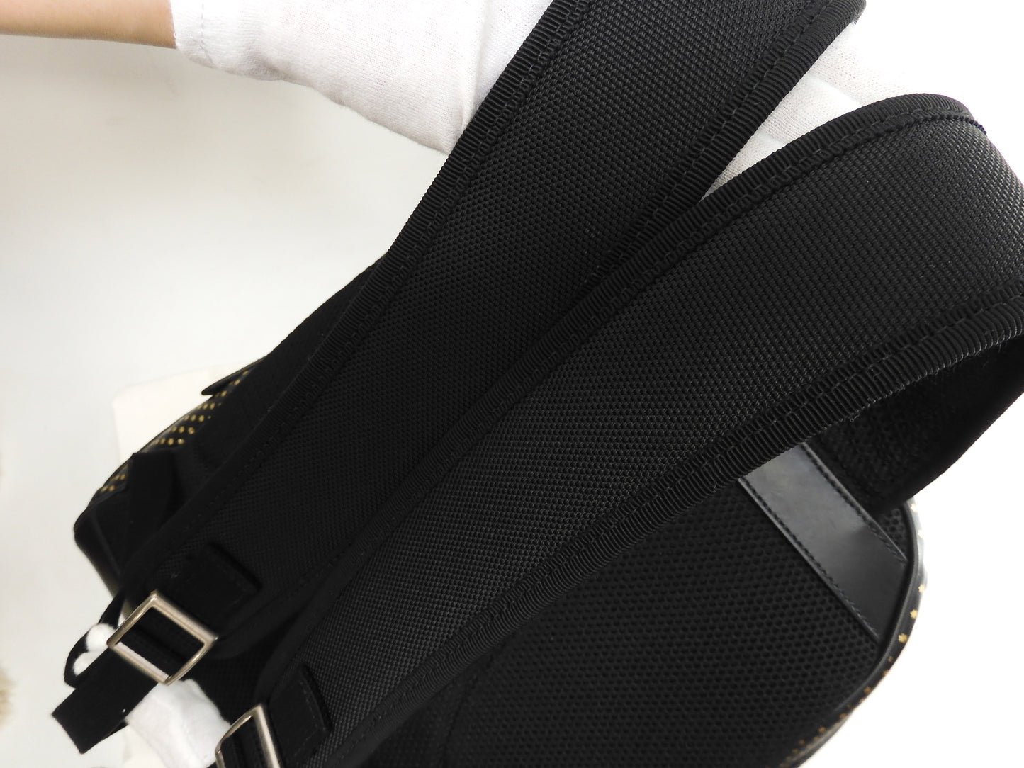 グッチ バックパック大 Guccy レザー黒 メンズリュックサックバッグ 美品@ 8