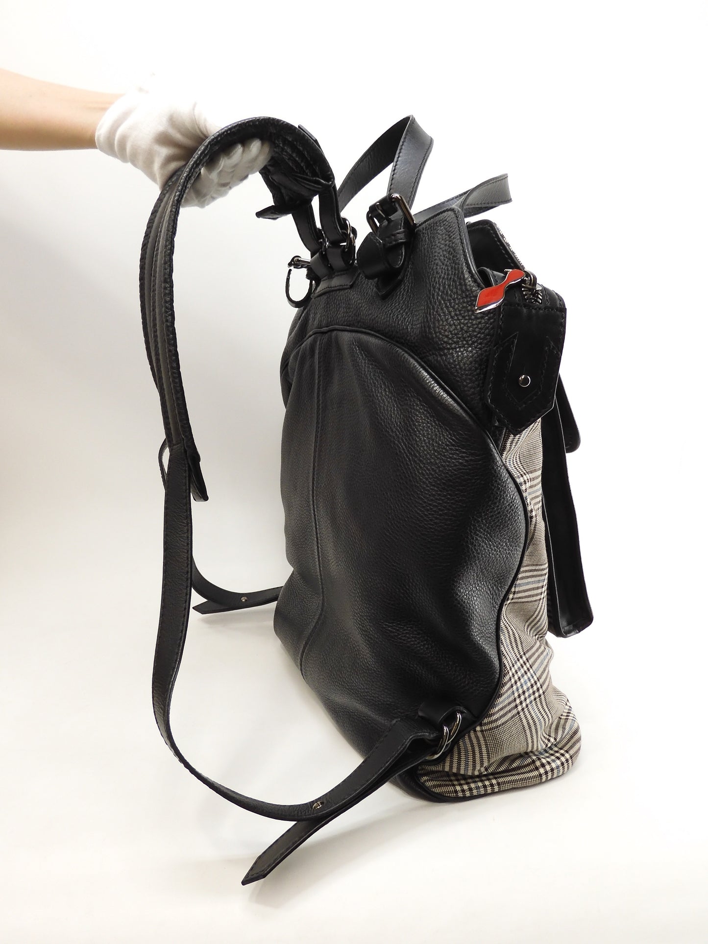 Christian Louboutin Backpack Studs Check Black Backpack Large Tote Bag @ 60