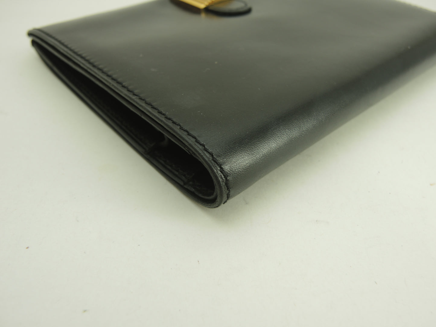 エルメス 2折財布 Boxカーフ黒 ゴールドカデナ金具 コンパクトウォレット@〇Y