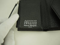 マルタンマルジェラ コンパクト財布 白4ステッチ レザー黒 3折財布 美品@ 2